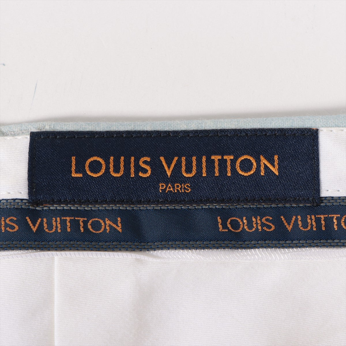 ルイヴィトン 20AW ウール×ポリエステル パンツ 36 メンズ ブルー×ホワイト  RM202 クラウズ 裾補修