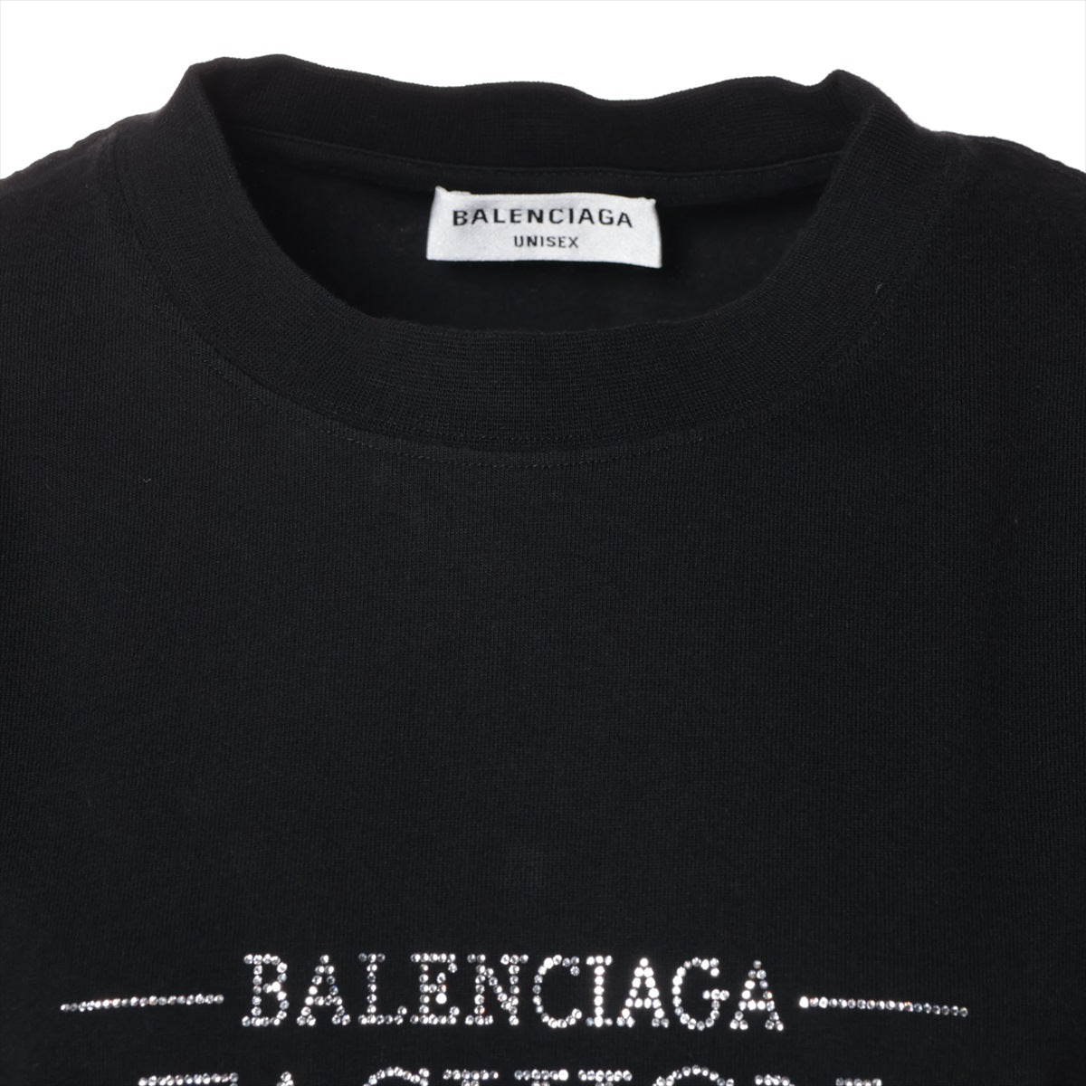 バレンシアガ 22年 コットン Tシャツ S ユニセックス ブラック  ビジューロゴ 612965
