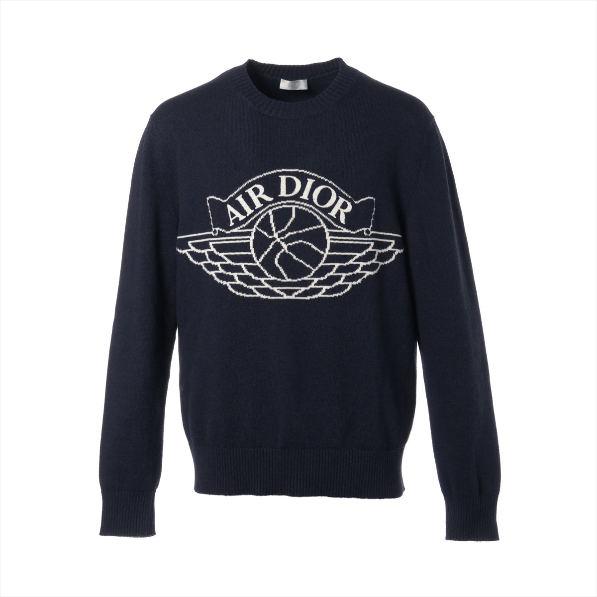 ディオール×ナイキ コットン×カシミヤ ニット M メンズ ネイビー  033M605AT142 Air Dior Wings Sweater