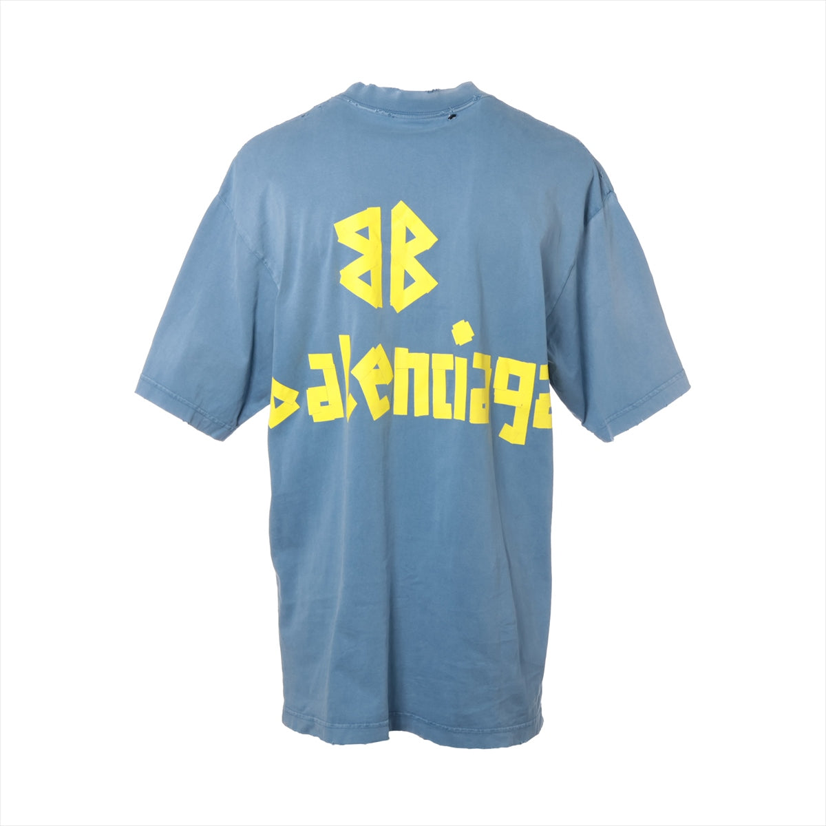 バレンシアガ 24SS コットン Tシャツ XS メンズ ブルー  739784 TAPE TYPE クラッシュ加工