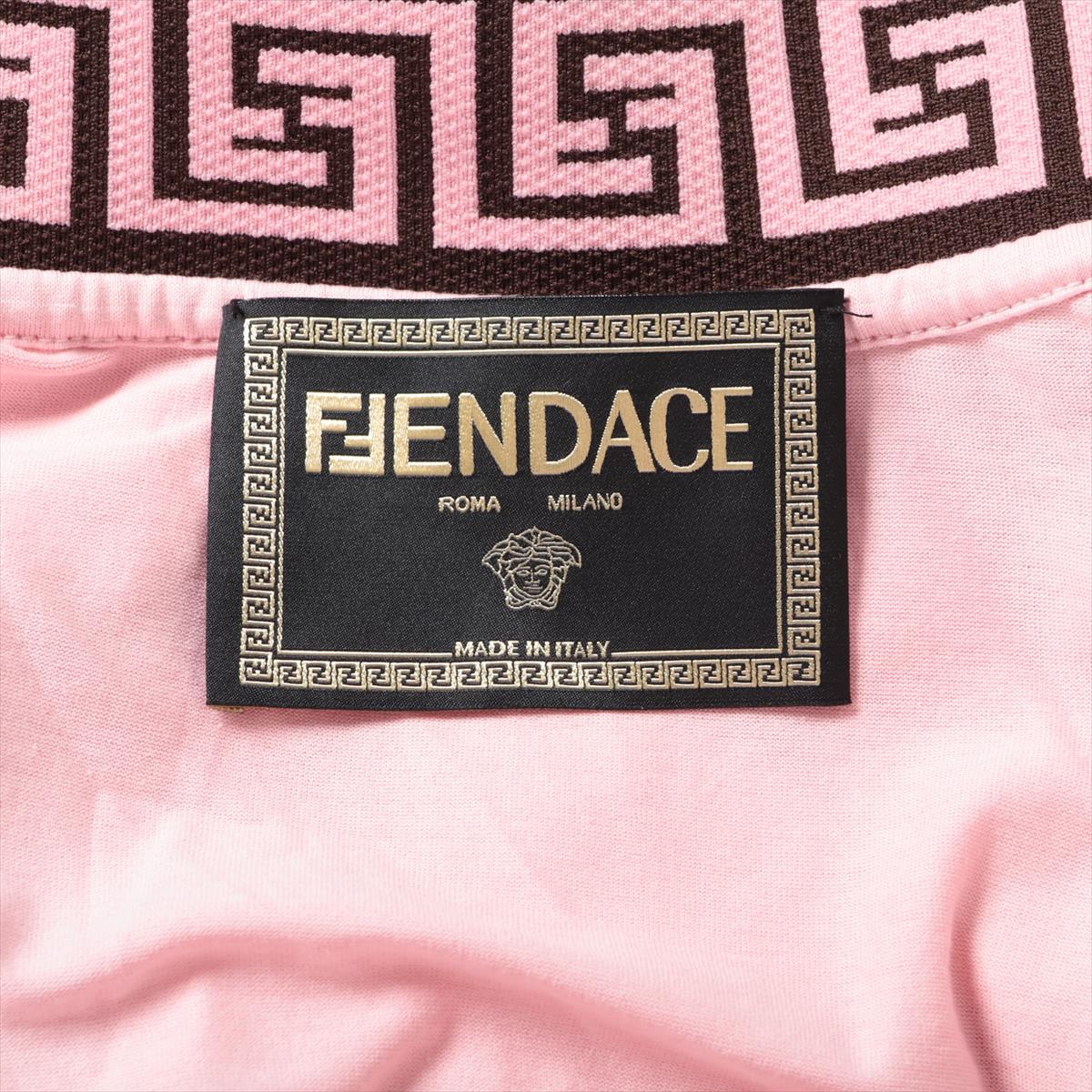 フェンディ×ヴェルサーチェ 22年 コットン×ナイロン Tシャツ L メンズ ピンク  FY1088 FENDACE