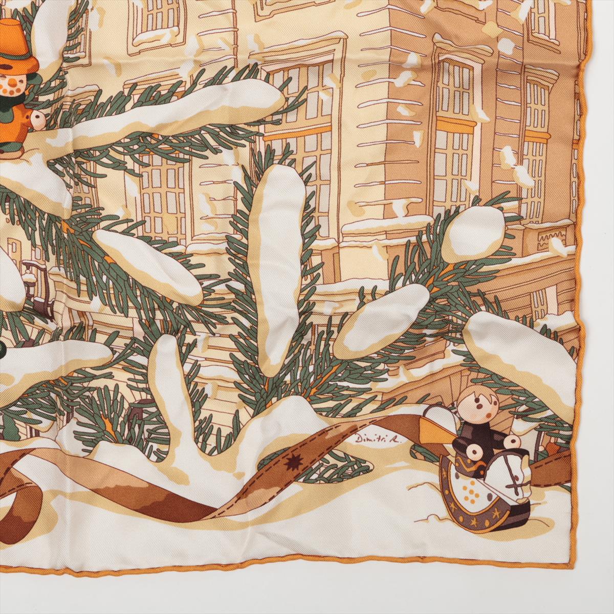 エルメス カレ45 Noel au 24 Faubourg フォーブル24番地のクリスマス スカーフ シルク オレンジ