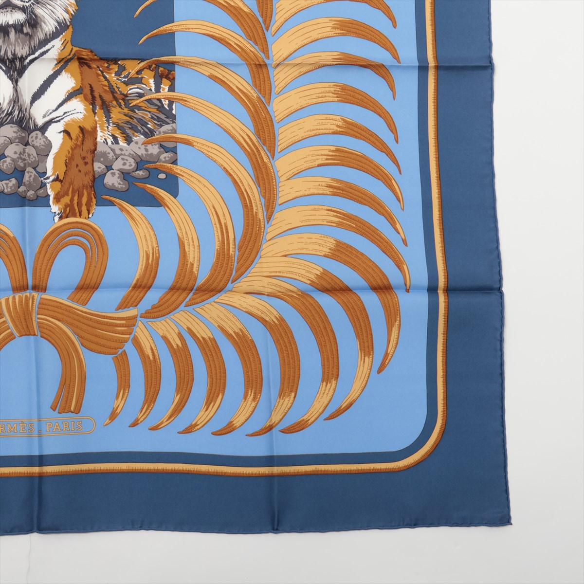 エルメス カレ90 Tigre Royal 王者の虎 スカーフ シルク ブルー