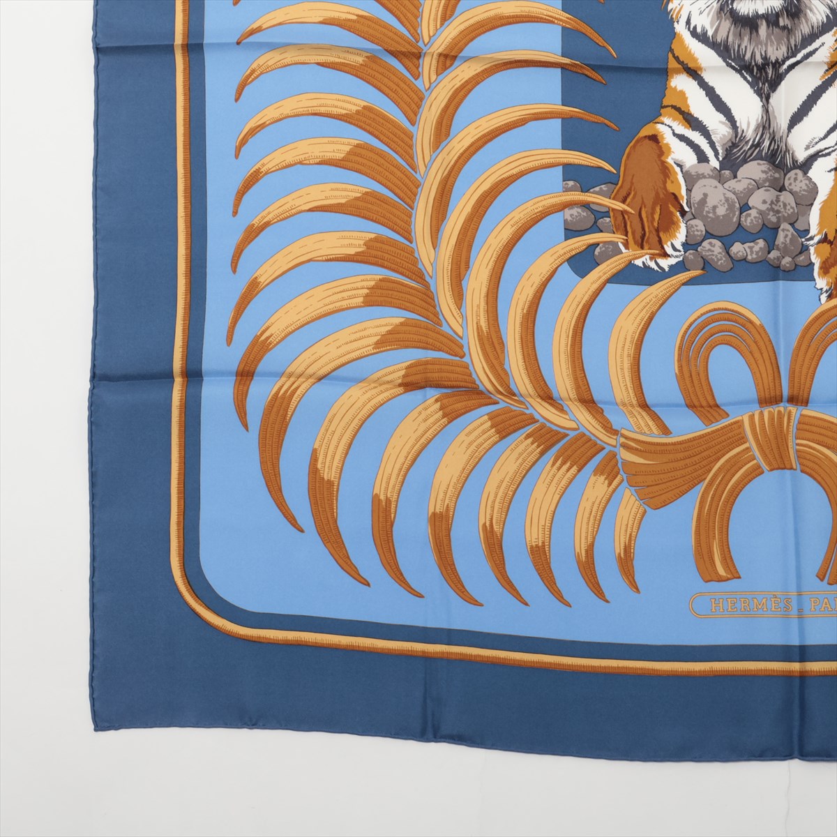 エルメス カレ90 Tigre Royal 王者の虎 スカーフ シルク ブルー