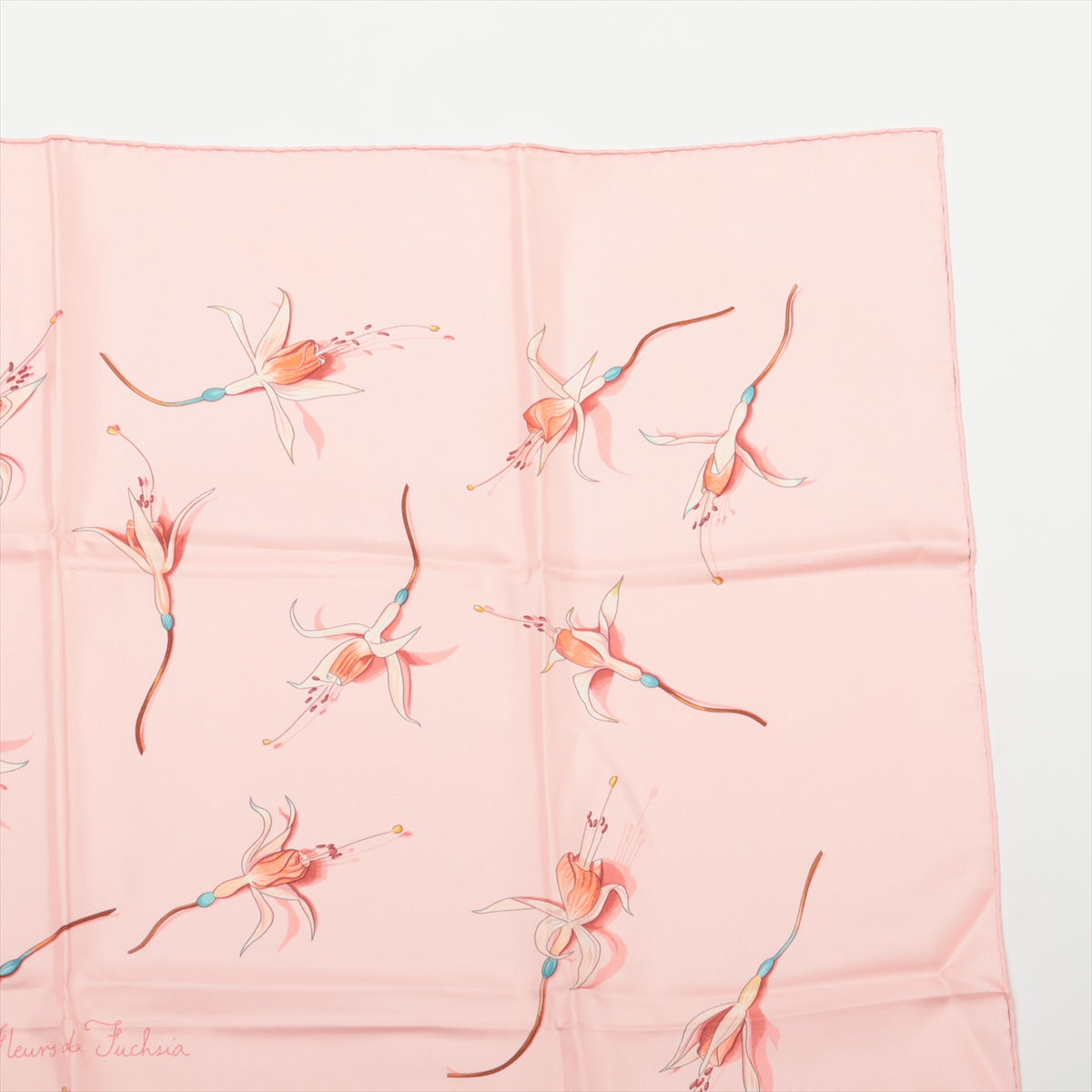 エルメス カレ90 Fleurs De Fuchsia フクシャの花 スカーフ シルク ピンク