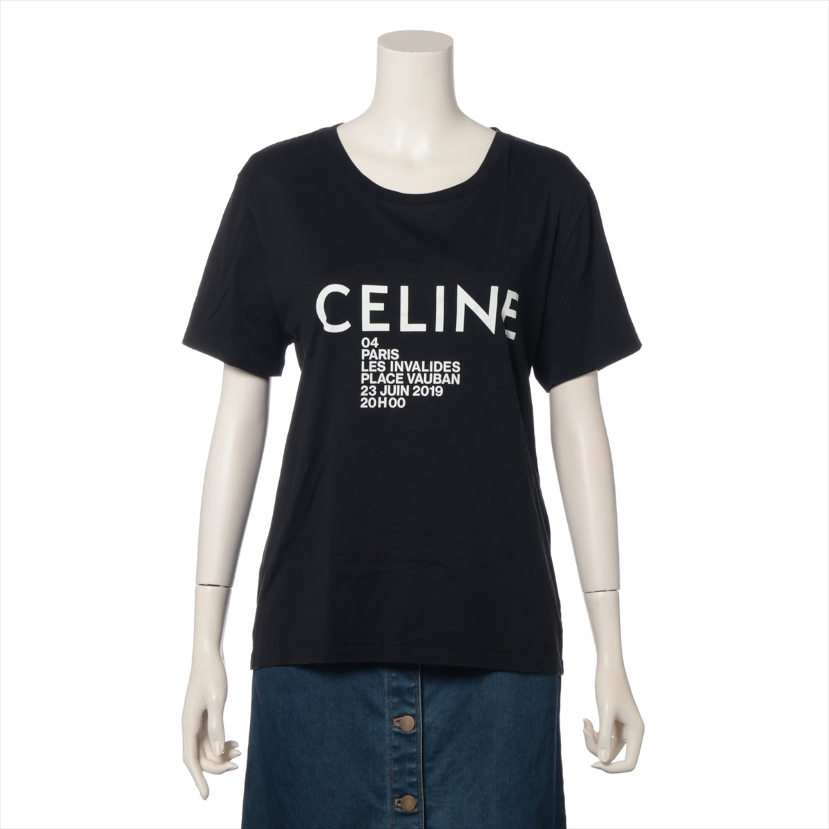 セリーヌ コットン Tシャツ L レディース ブラック  2X308799I