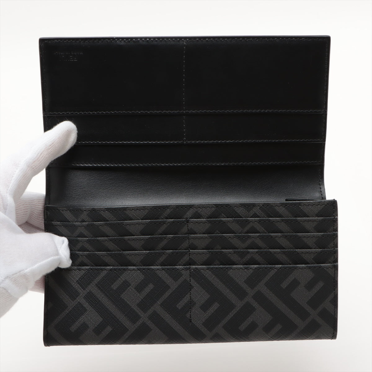 フェンディ ズッカ 7M0264 PVC×レザー 財布 ブラック
