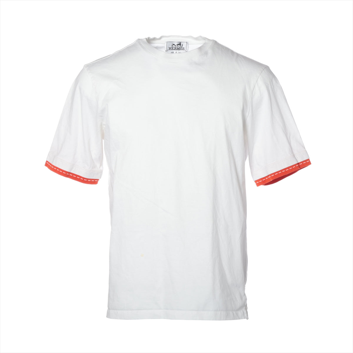 エルメス コットン Tシャツ XS メンズ ホワイト  ディテール サドルステッチ