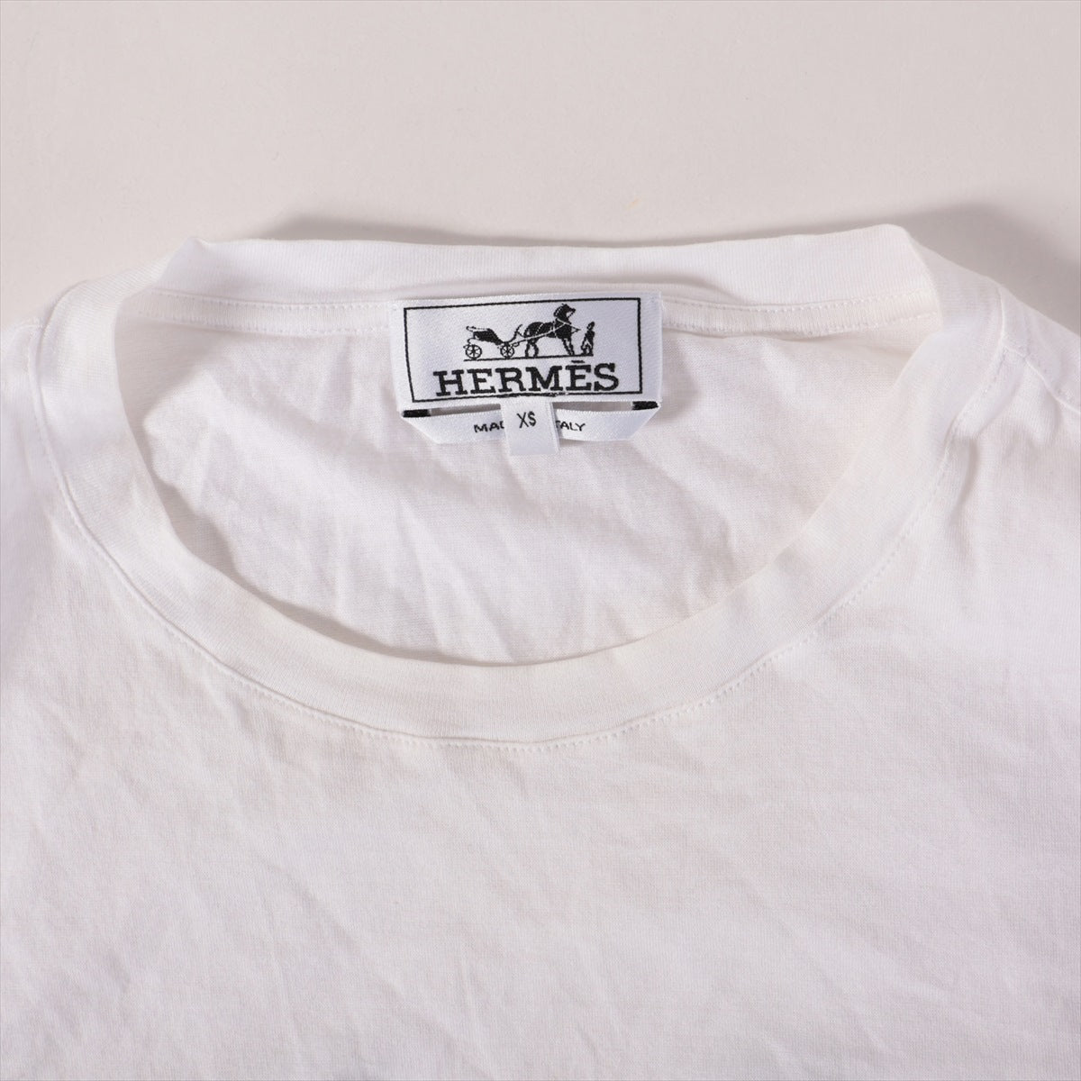 エルメス 19SS コットン×ポリエステル Tシャツ XS メンズ ホワイト  91-5750