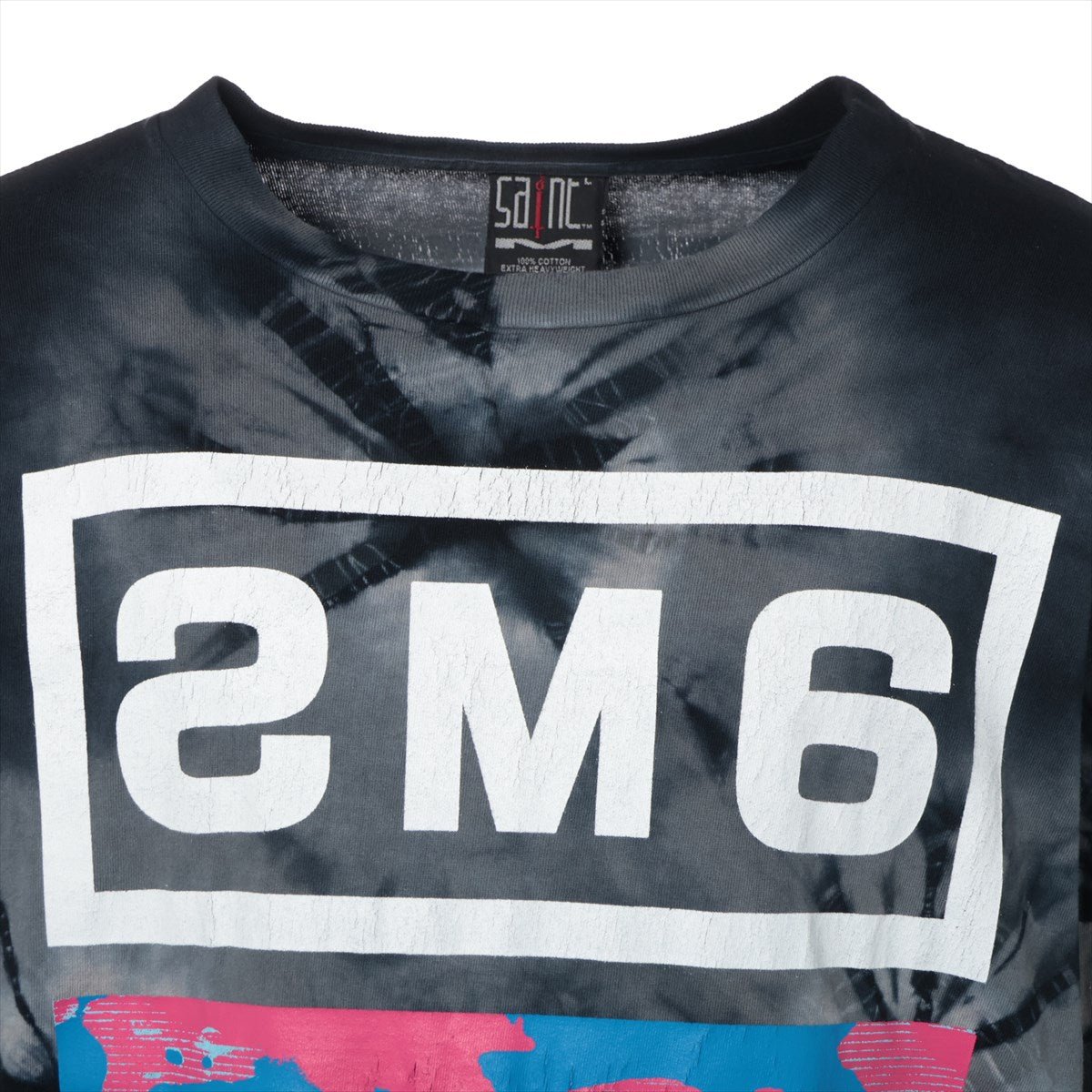 セントマイケル 23SS コットン ロングTシャツ L メンズ グレー×ブラック  SM-S23-0000-038