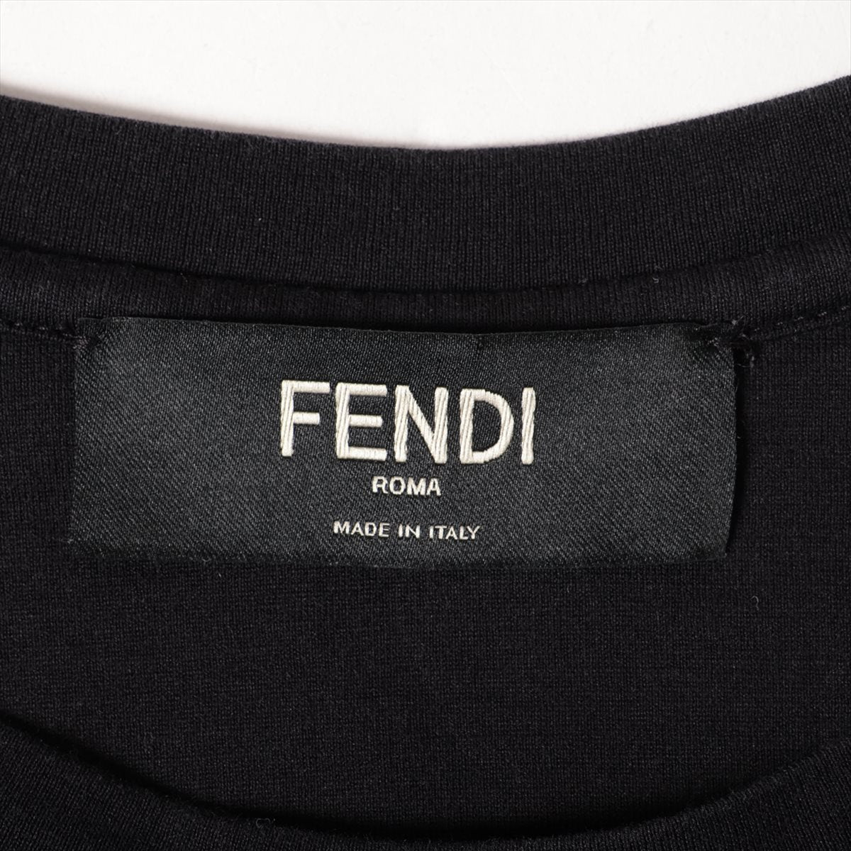 フェンディ ズッカ 19年 コットン ロングTシャツ XS メンズ ブラック  FAF573 穴空き有