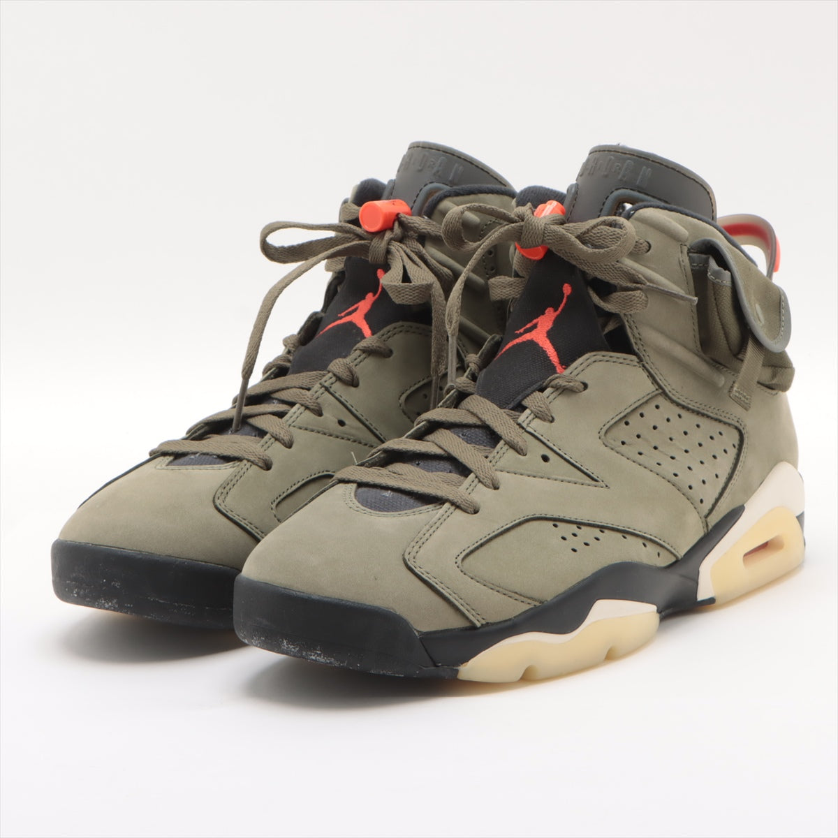 ナイキ×トラヴィススコット AIR JORDAN 6 スエード ハイカットスニーカー 28cm メンズ カーキ CN1084-200 替えヒモ有