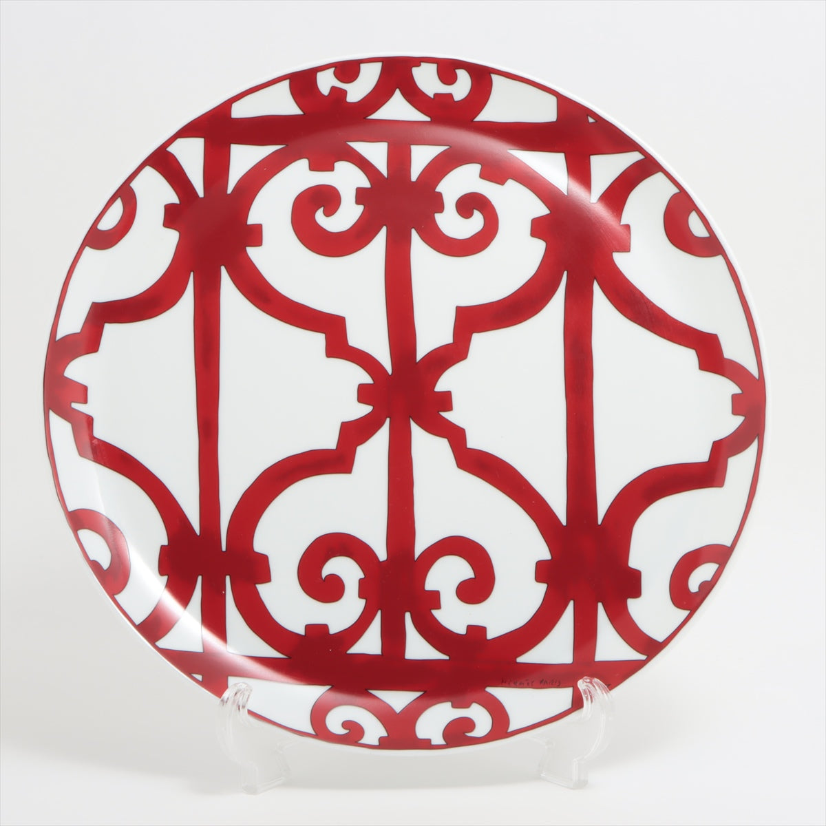 エルメス ガダルキヴィール 大皿 陶器 レッド×ホワイト タルトプレート 32cm 食器