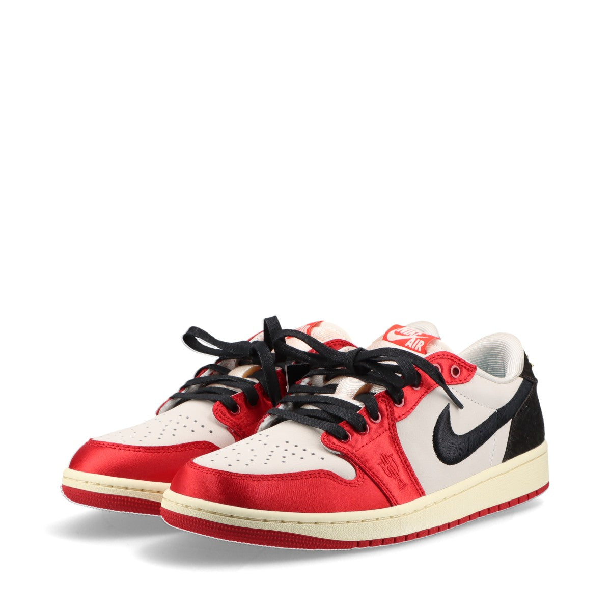 ナイキ×トロフィールーム AIR JORDAN 1 RETRO LOW OG SP 24SS レザー×ファブリック スニーカー 27cm メンズ ホワイト×レッド FN0432-100 ROOKIE CARD 