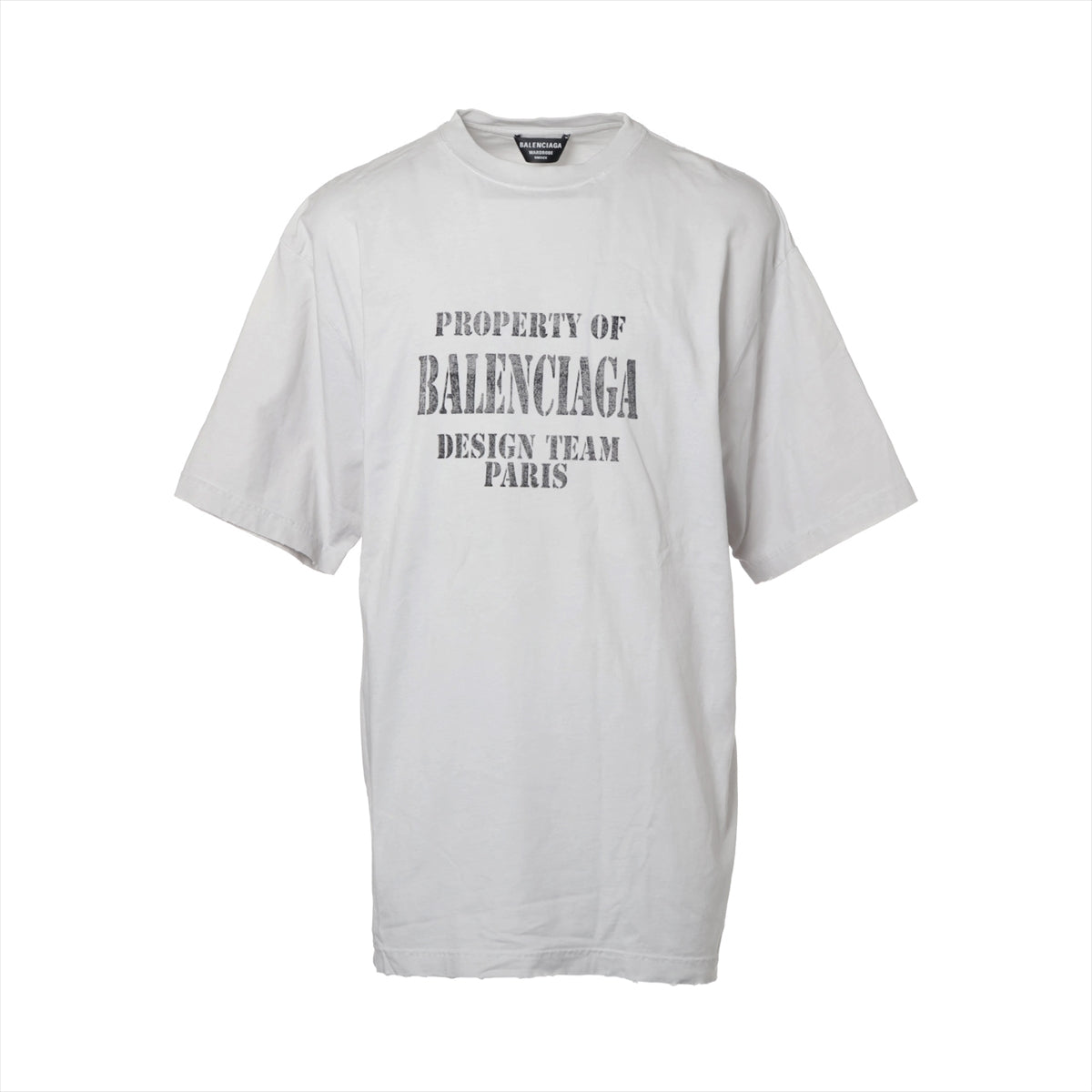 バレンシアガ 22AW コットン Tシャツ S メンズ グレー PROPERTYロゴ 641675 クラッシュ加工 ｜a3007077｜中古ブランド品・ブランド古着通販｜ALLU（アリュー）