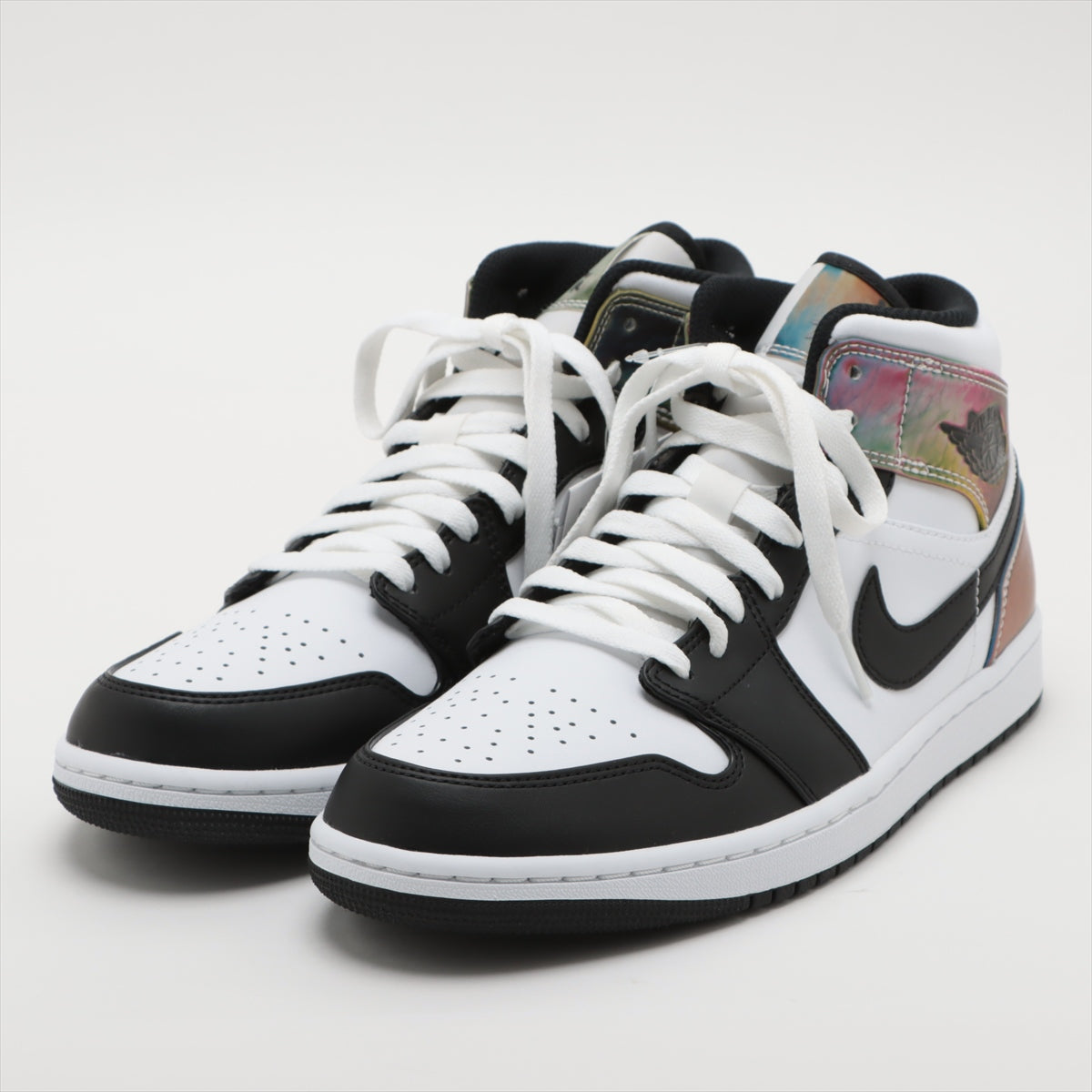 ナイキ AIR JORDAN 1 MID SE 21SS レザー スニーカー 27cm メンズ ブラック×ホワイト DM7802-100 HEAT SENSITIVE レインボーカラー