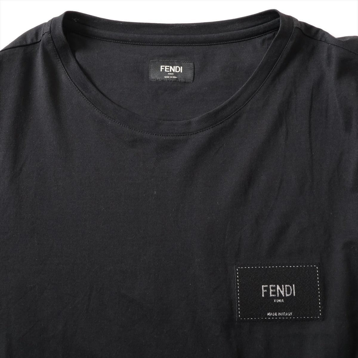 フェンディ 22年 コットン Tシャツ XL メンズ ブラック  FY0894 スレ有