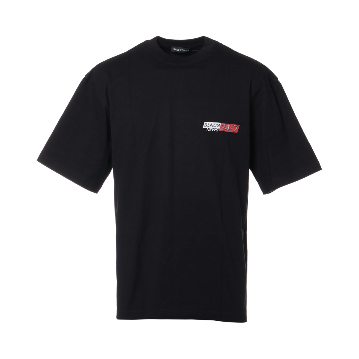 バレンシアガ 20年 コットン Tシャツ XS メンズ ブラック  NEWSロゴ 612966