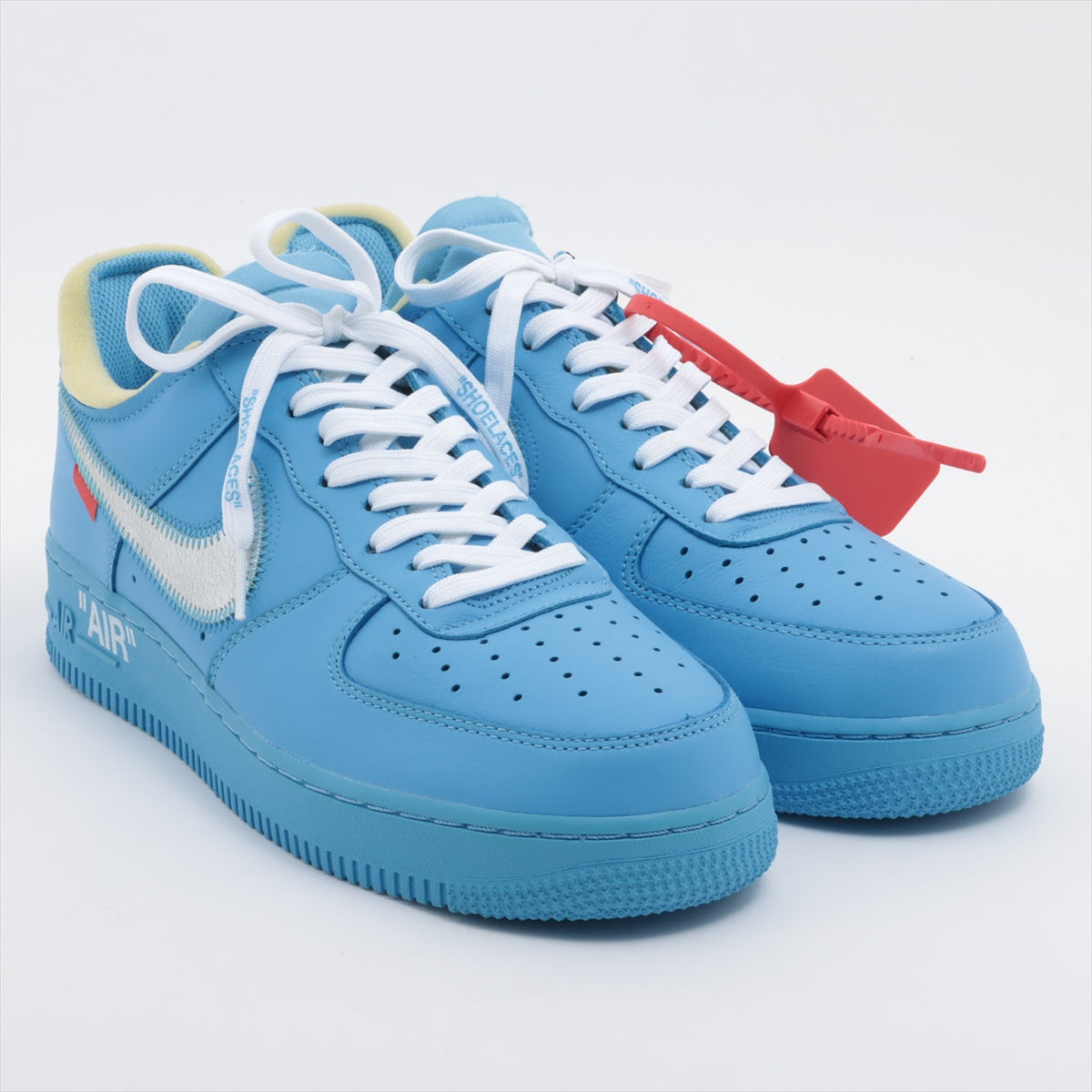 ナイキ×オフホワイト NIKE AIR FORCE 1 レザー スニーカー 26.5cm メンズ ブルー CI1173-400