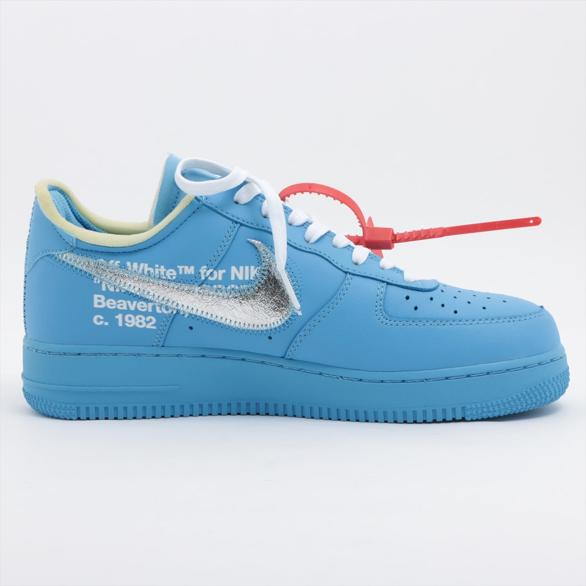 ナイキ×オフホワイト NIKE AIR FORCE 1 レザー スニーカー 26.5cm メンズ ブルー CI1173-400