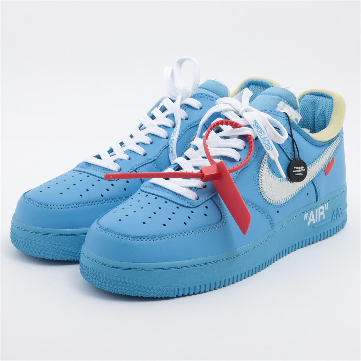 ナイキ×オフホワイト NIKE AIR FORCE 1 レザー スニーカー 26.5cm メンズ ブルー CI1173-400