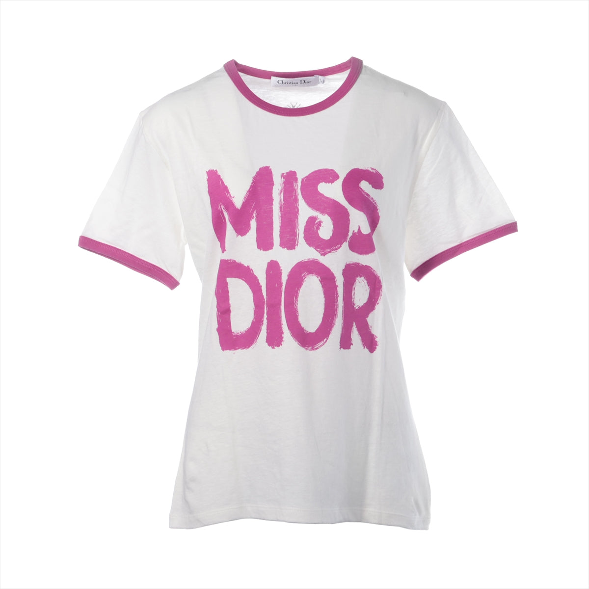 クリスチャンディオール コットン×リネン Tシャツ M レディース ホワイト×パープル  Miss Dior ミス ディオール グラフィティ 4H3T40A4554