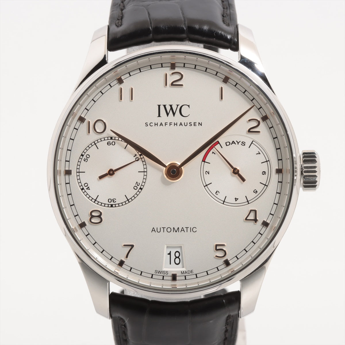 IWC ポルトギーゼ IW500704 SS×革 AT シルバー文字盤