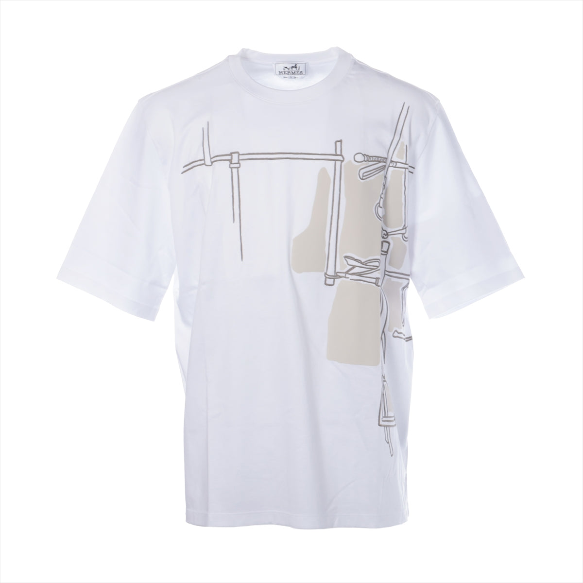 エルメス 24SS コットン Tシャツ L メンズ ホワイト アルネ・アン・グアッシュ  H467930HA｜a3062435｜中古ブランド品・ブランド古着通販｜ALLU（アリュー）