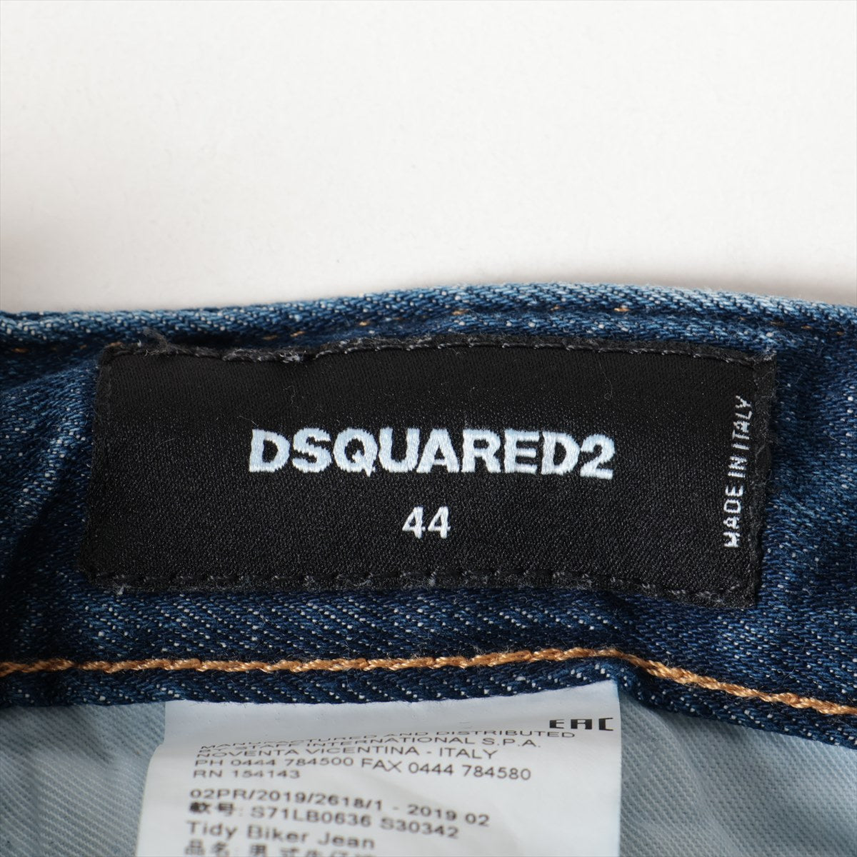 ディースクエアード 19AW コットン デニムパンツ 44 メンズ ブルー  S71LB0636 ダメージ加工 ヨレ有