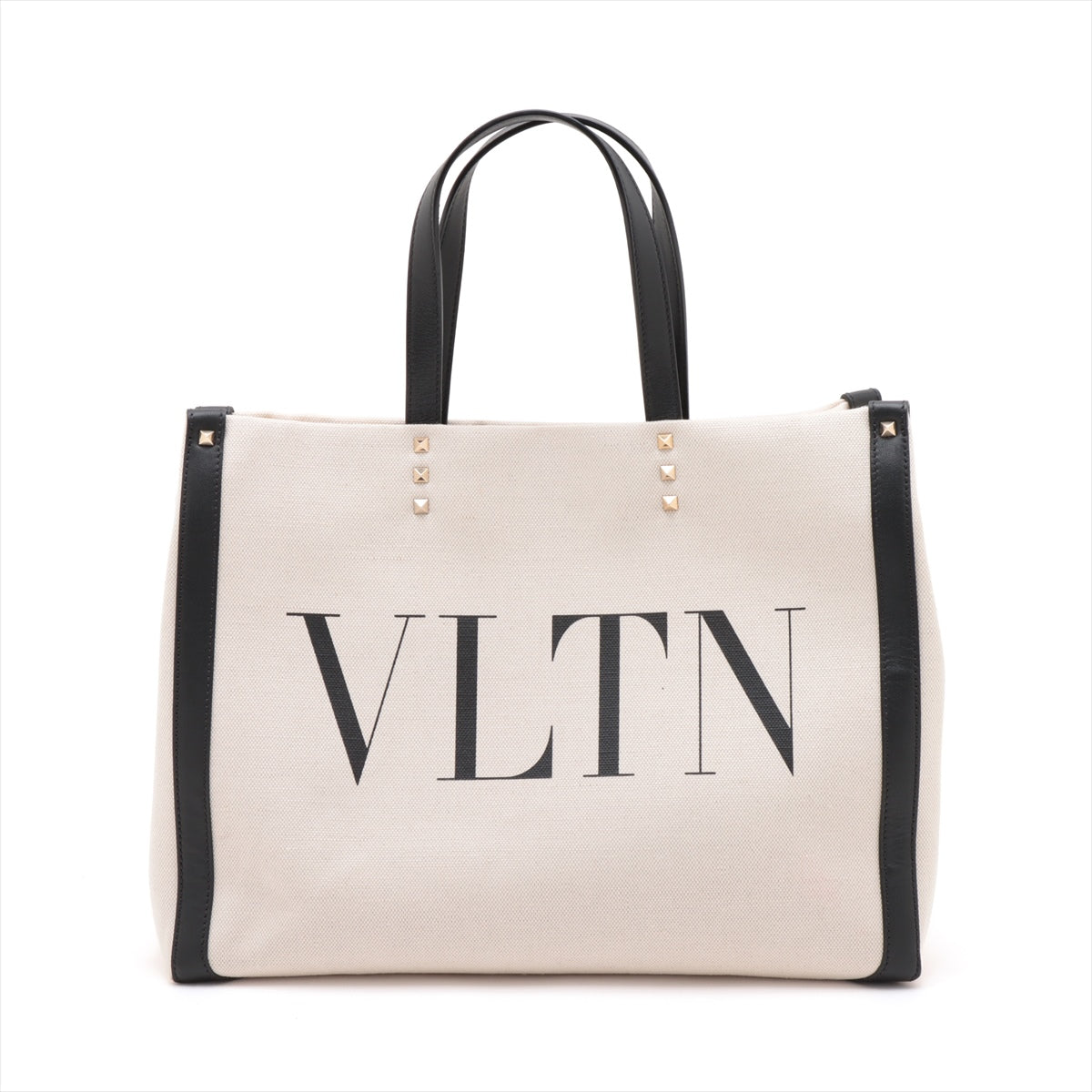 ヴァレンティノ VLTN キャンバス×レザー トートバッグ ベージュ