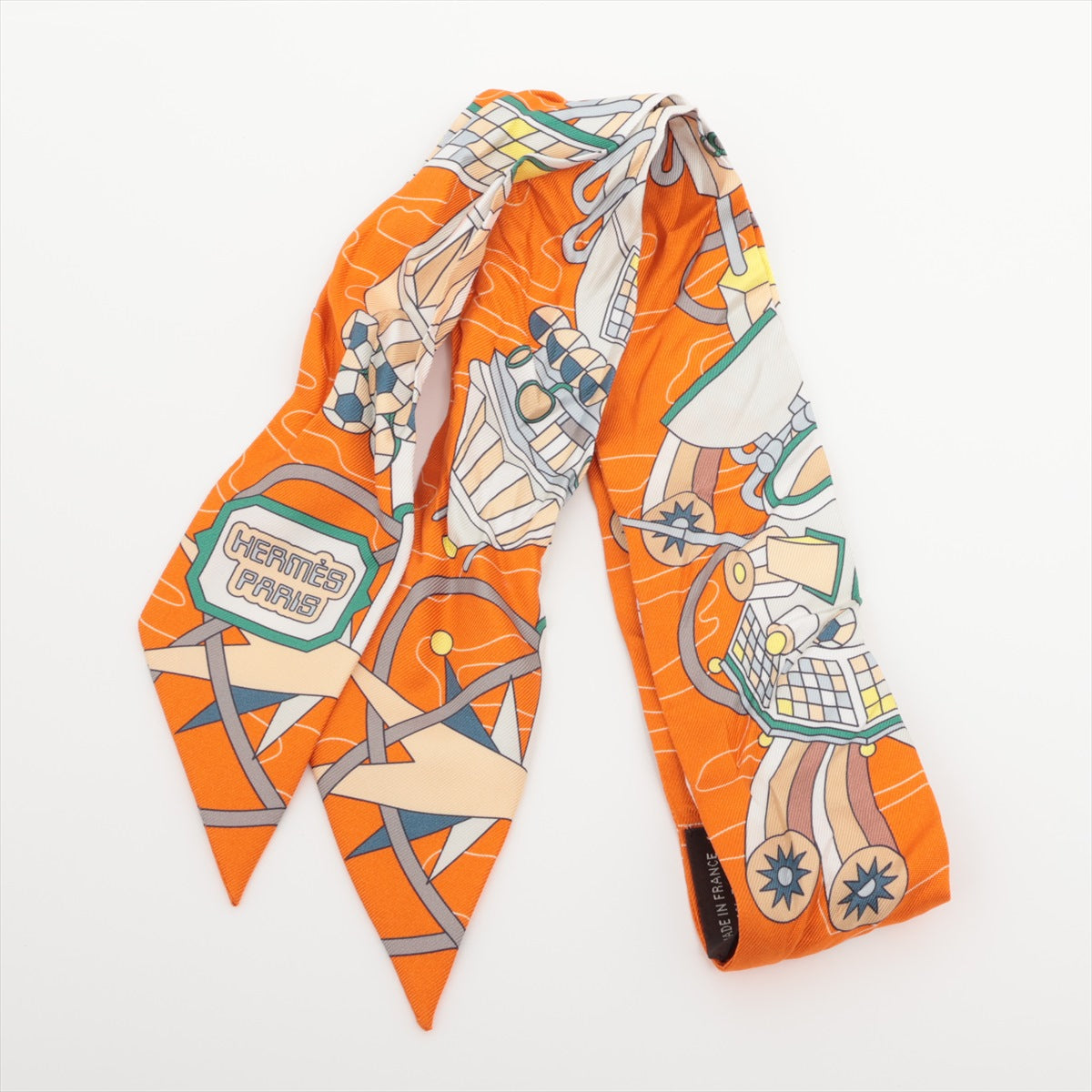 エルメス ツイリー HERMES SCARF ODYSSEY スカーフ シルク オレンジ