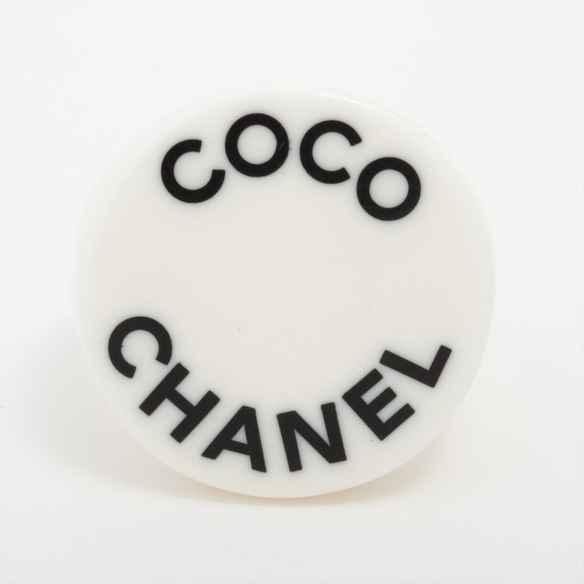 シャネル ロゴ 07P リング プラスチック ホワイト×ブラック COCO CHANEL