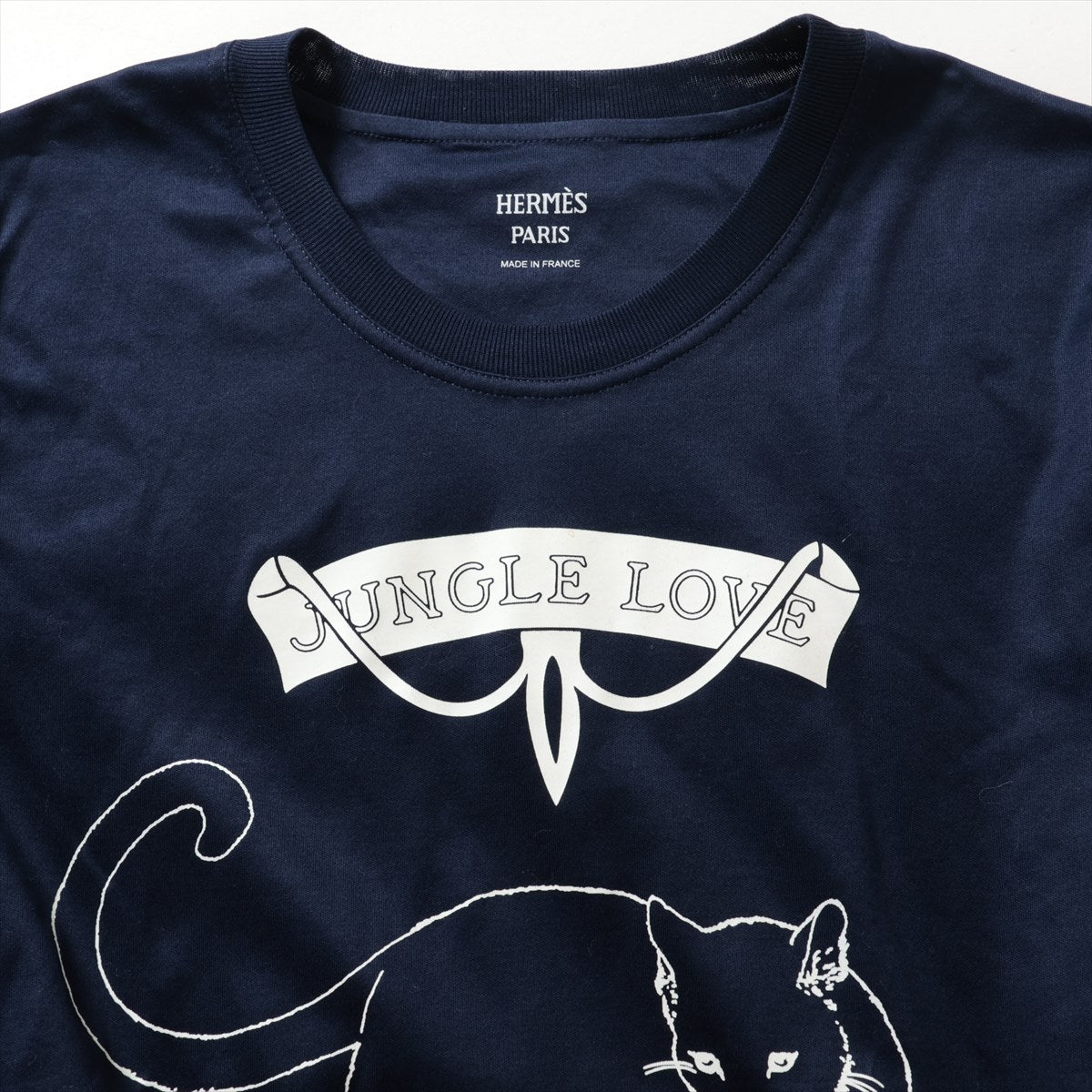 エルメス コットン Tシャツ 36 レディース ネイビー  2H4616DH  JUNGLE LOVE