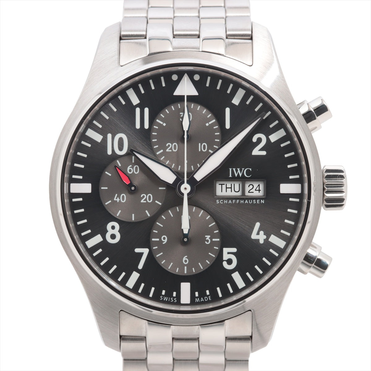 IWC パイロットウォッチ クロノグラフ IW377719 SS AT グレー文字盤 あまりごま1