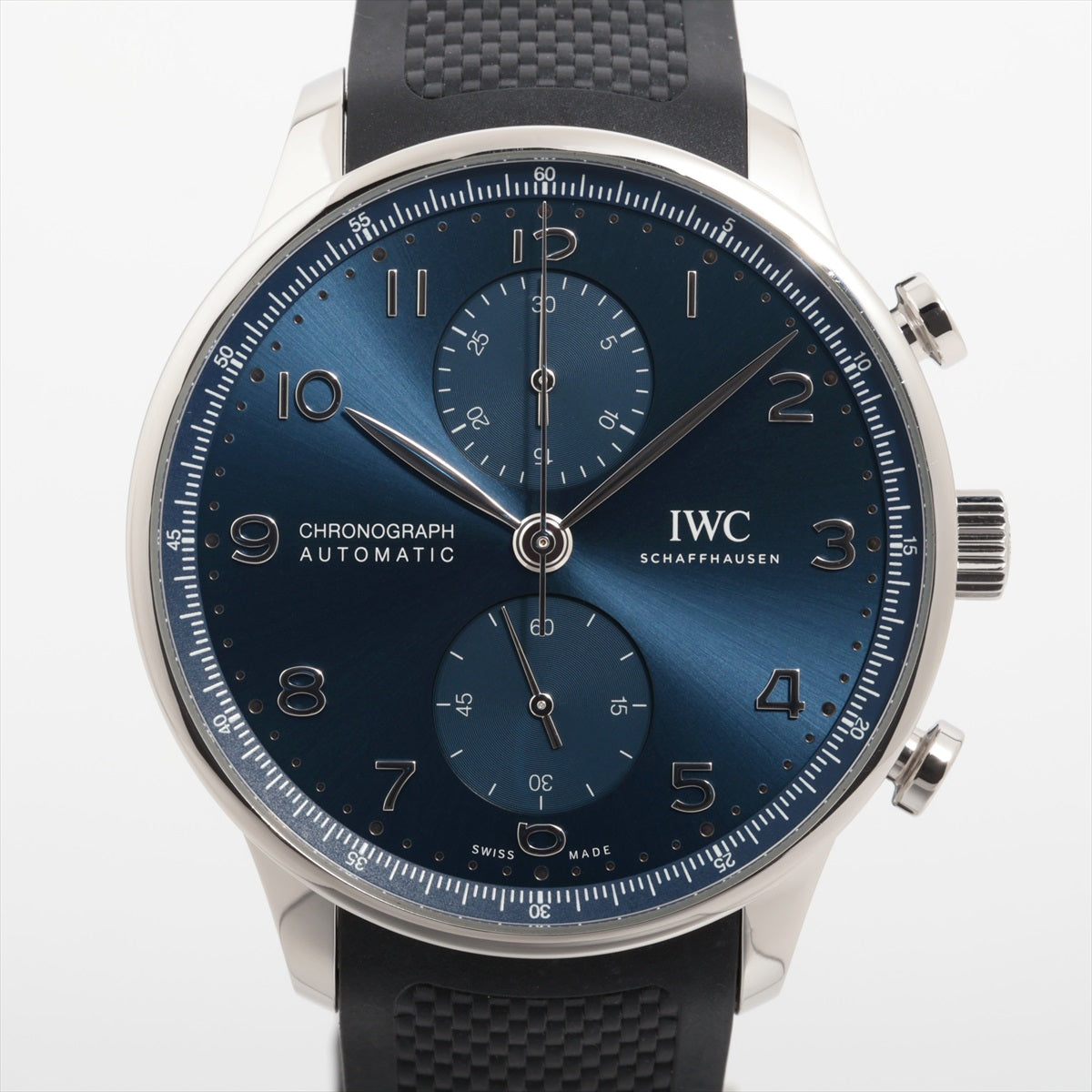 IWC ポルトギーゼ クロノグラフ IW371606 SS×ラバー AT 青文字盤