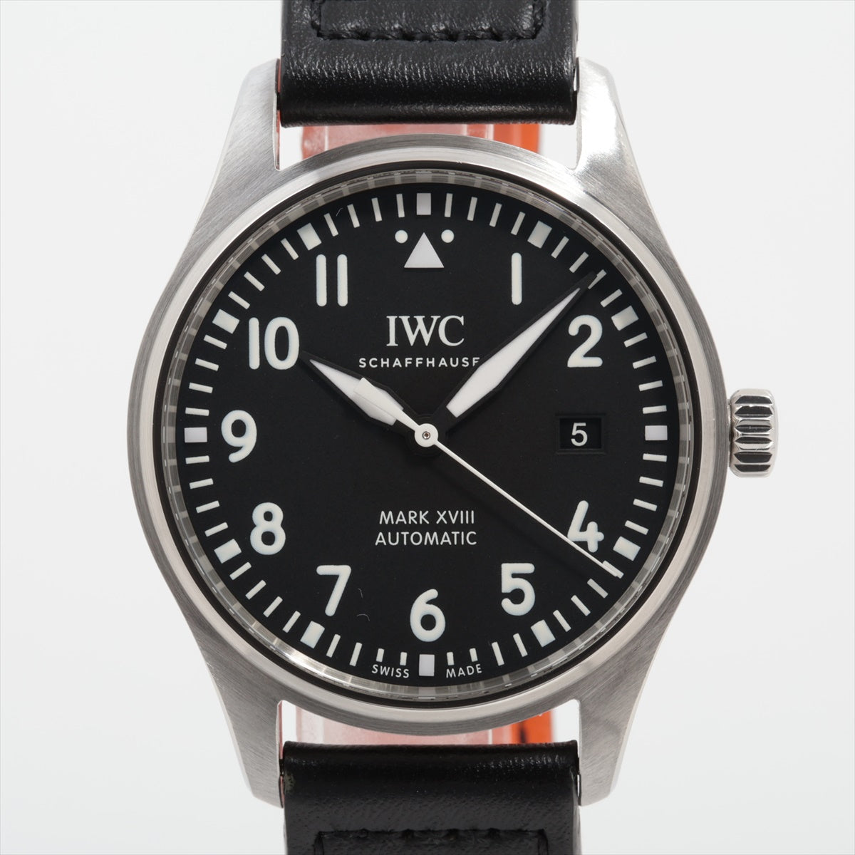 IWC パイロットウォッチ マークXVIII IW327009 SS×社外革 AT 黒文字盤