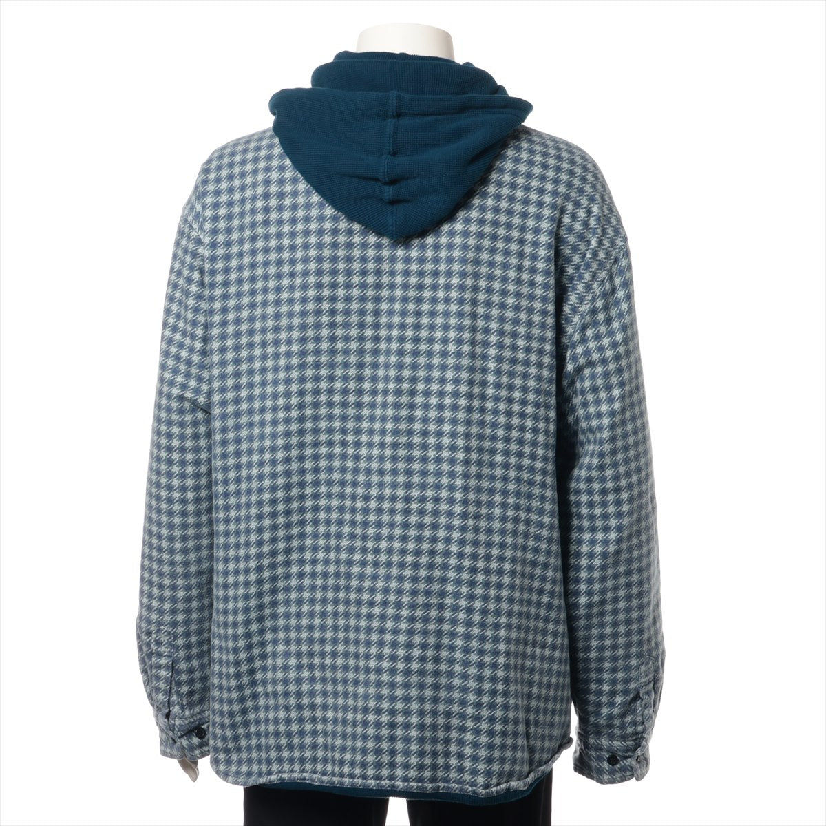 シュプリーム 22AW コットン ジャケット XL メンズ ブルー  Houndstooth Flannel Hooded Shirt