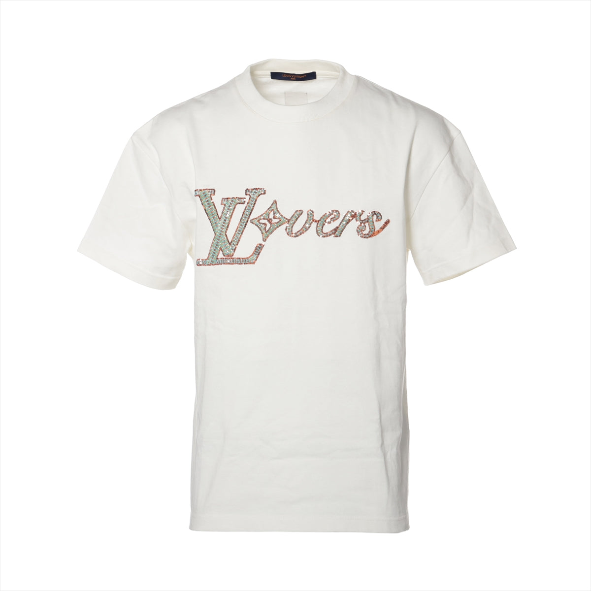 ルイヴィトン 24AW コットン Tシャツ XS メンズ ホワイト  ｢LV Lovers｣ エンブロイダードショートスリーブ RM242MM