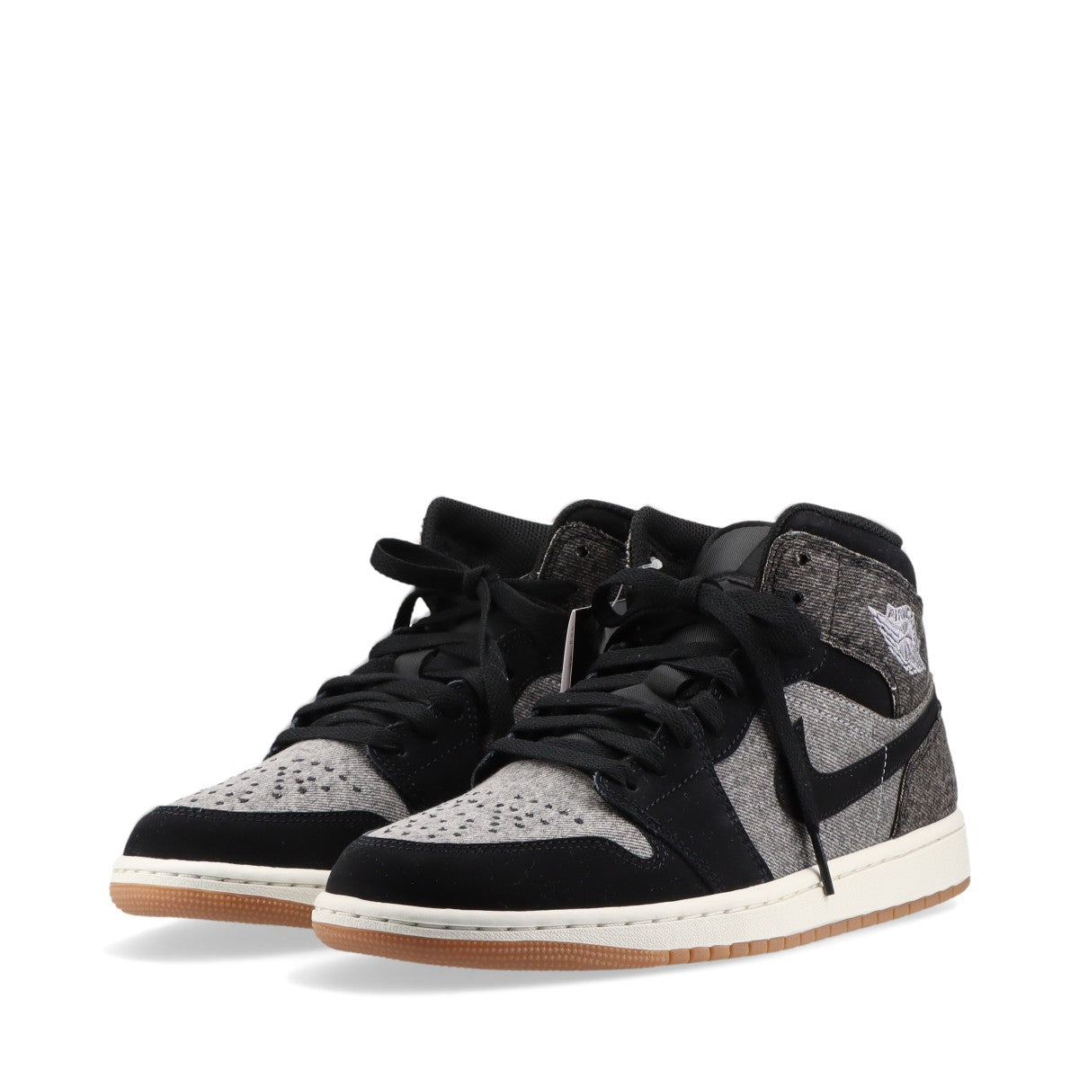 ナイキ AIR JORDAN 1 MID SE デニム×レザー ハイカットスニーカー 26cm メンズ グレー×ブラック AIR JORDAN 1 MID SE V2 HJ4363-001