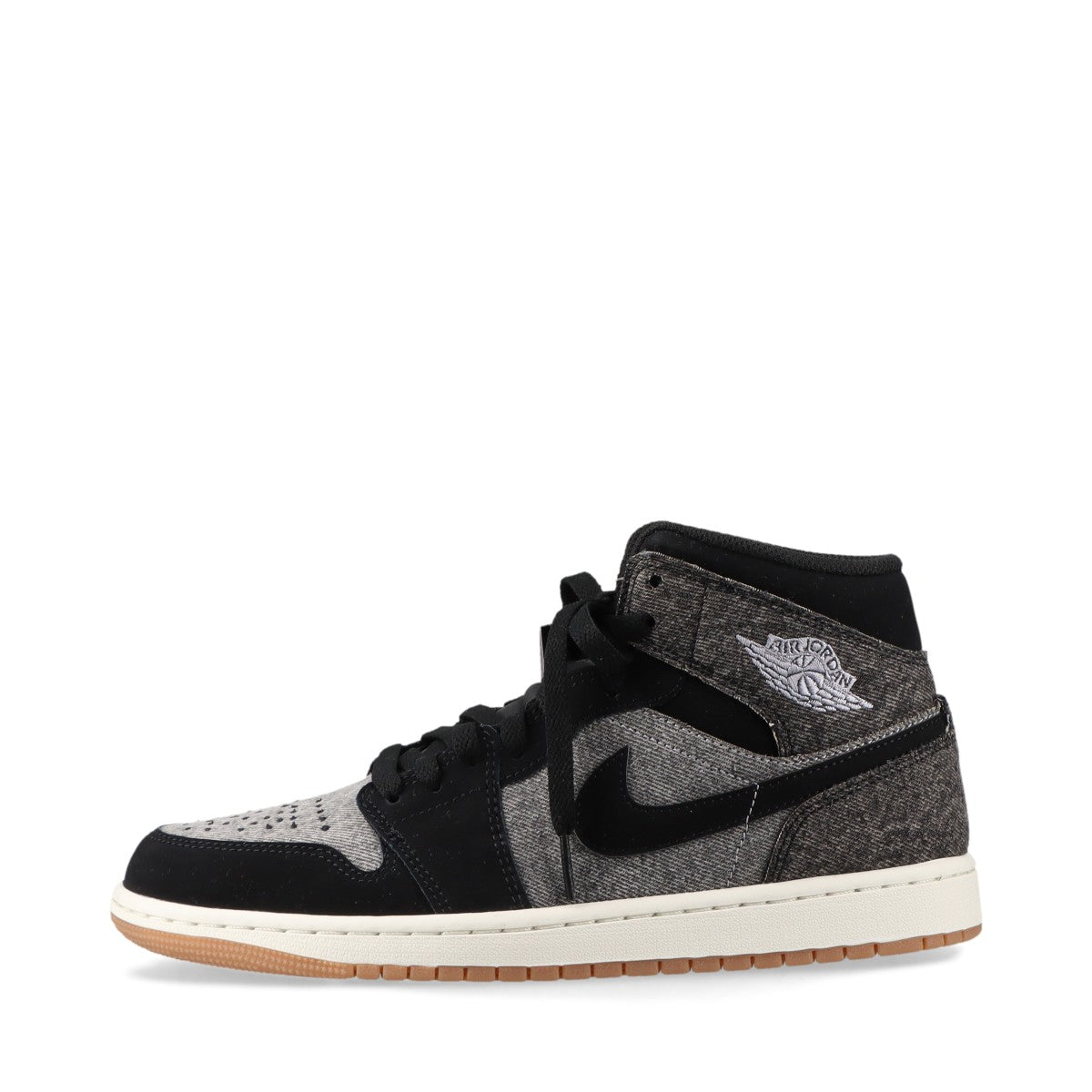 ナイキ AIR JORDAN 1 MID SE デニム×レザー ハイカットスニーカー 26cm メンズ グレー×ブラック AIR JORDAN 1 MID SE V2 HJ4363-001