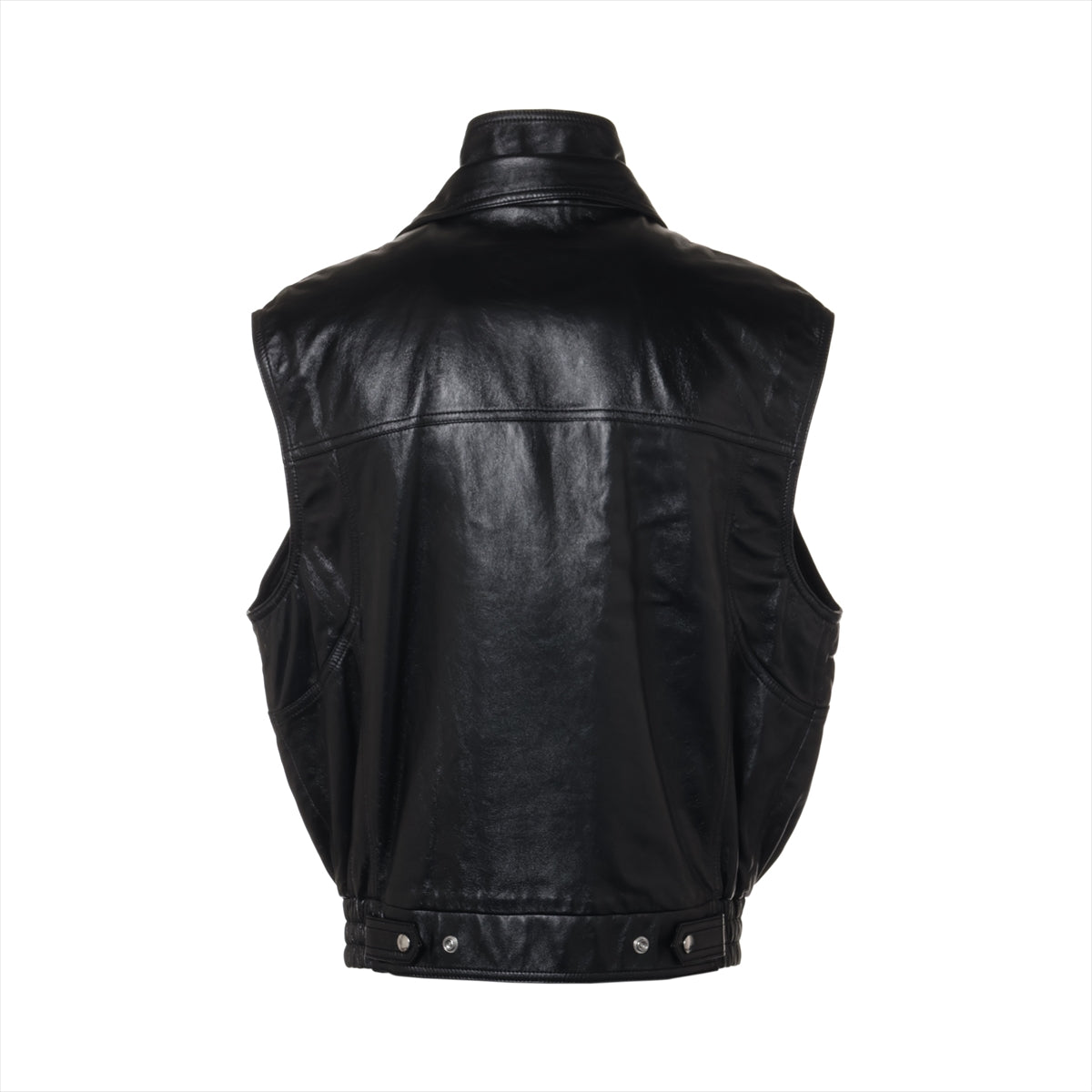 セリーヌ エディ期 ラムスキン レザージャケット 50 メンズ ブラック  2EC49280D SLEEVELESS JACKET IN SOFT LAMBSKIN