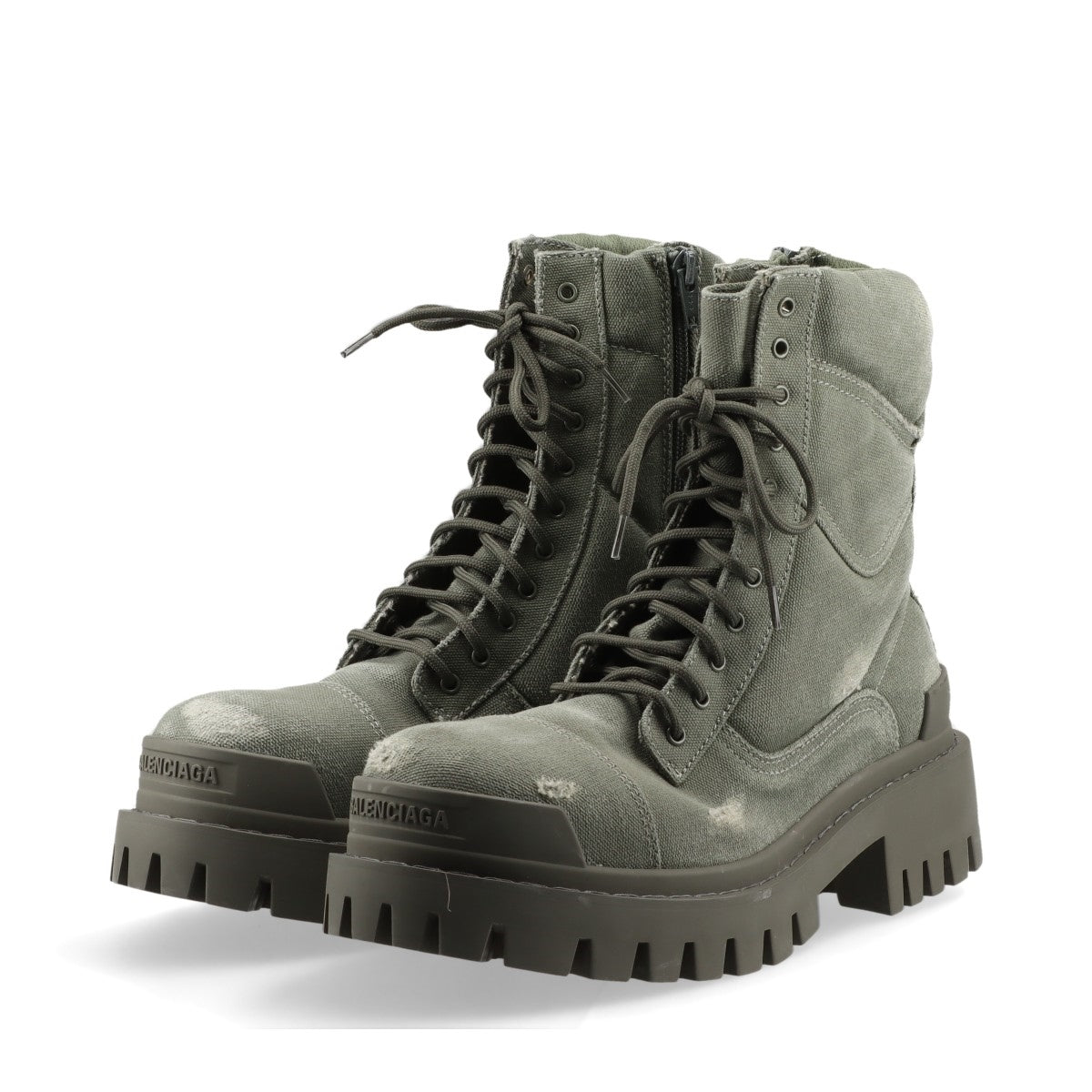 バレンシアガ キャンバス ブーツ 38 レディース カーキ 694060 Combat Strike L20 boots