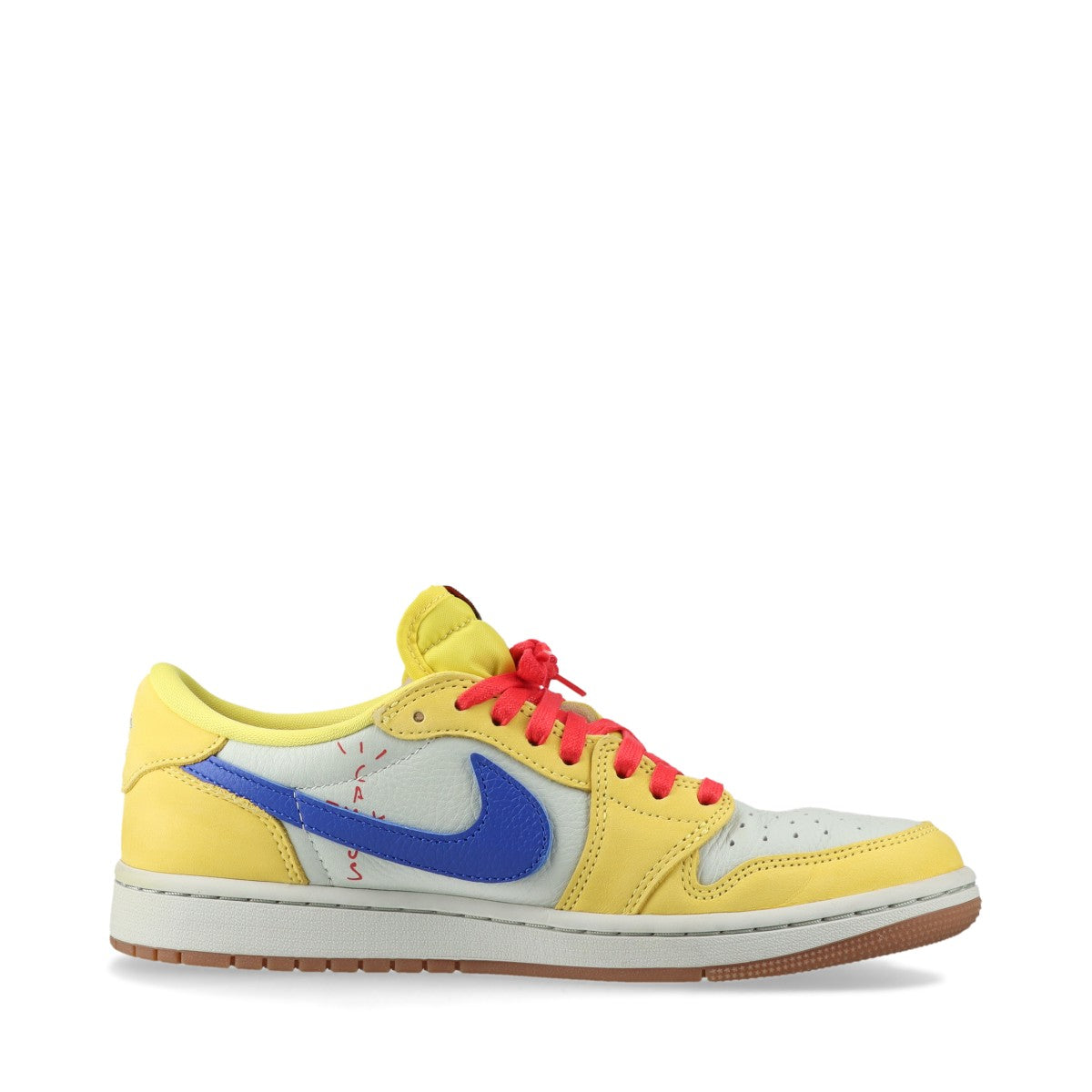 ナイキ×トラヴィススコット AIR JORDAN 1 LOW OG SP 24SS ヌバック×レザー スニーカー 26cm メンズ マルチカラー DZ4137-700 替え紐付き