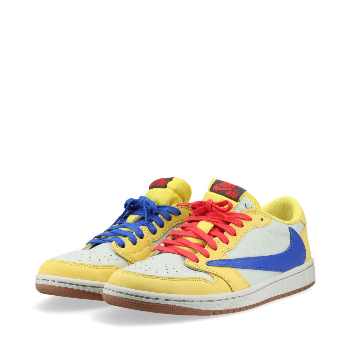 ナイキ×トラヴィススコット AIR JORDAN 1 LOW OG SP 24SS ヌバック×レザー スニーカー 26cm メンズ マルチカラー DZ4137-700 替え紐付き