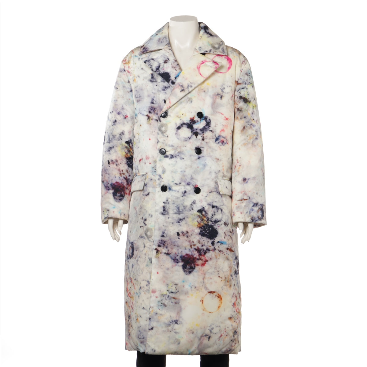 ベルルッティ 19AW ウール×ナイロン 中綿コート S メンズ マルチカラー   Puffy Marble Print ボタンほつれ