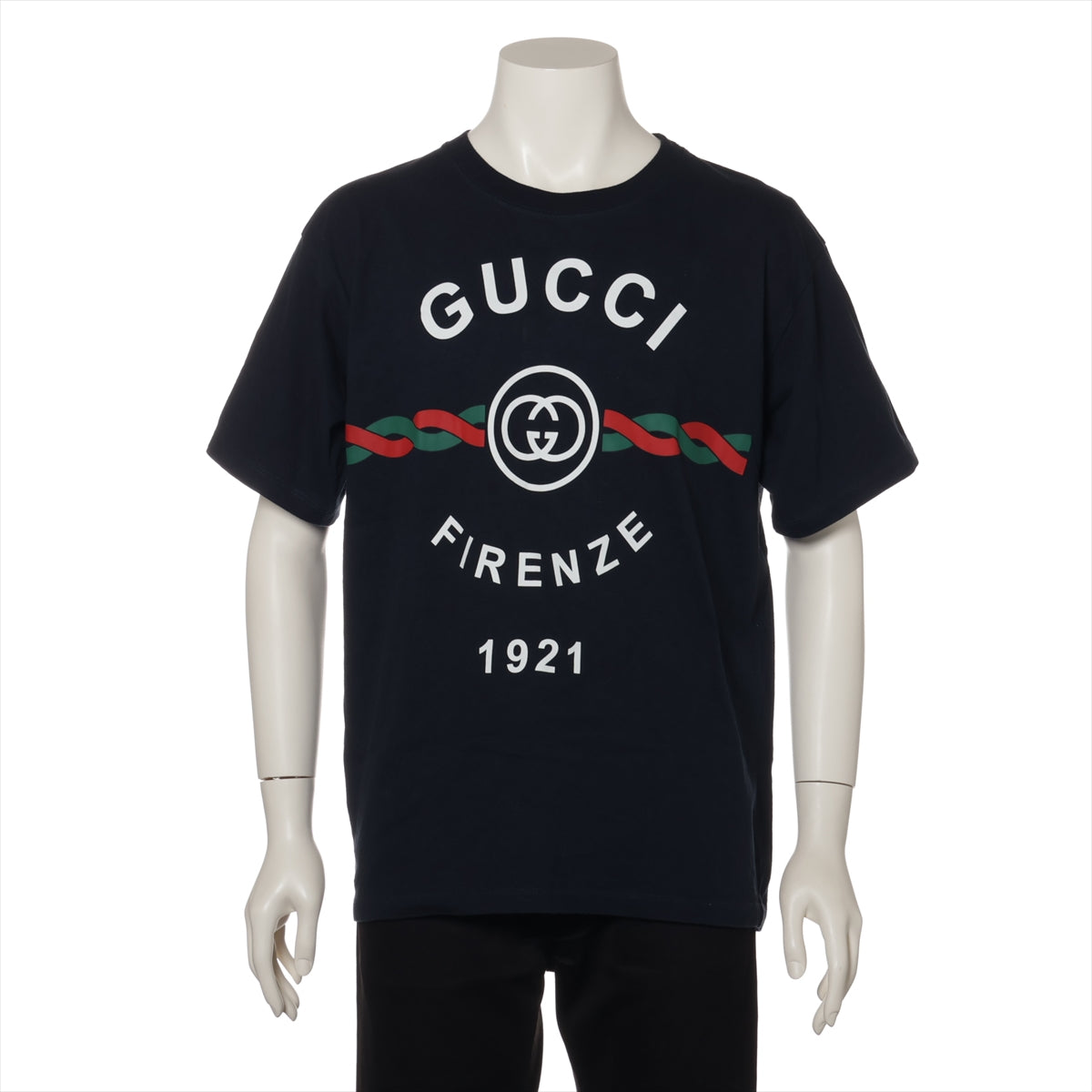 グッチ コットン Tシャツ S メンズ ネイビー  616036 FIRENZE