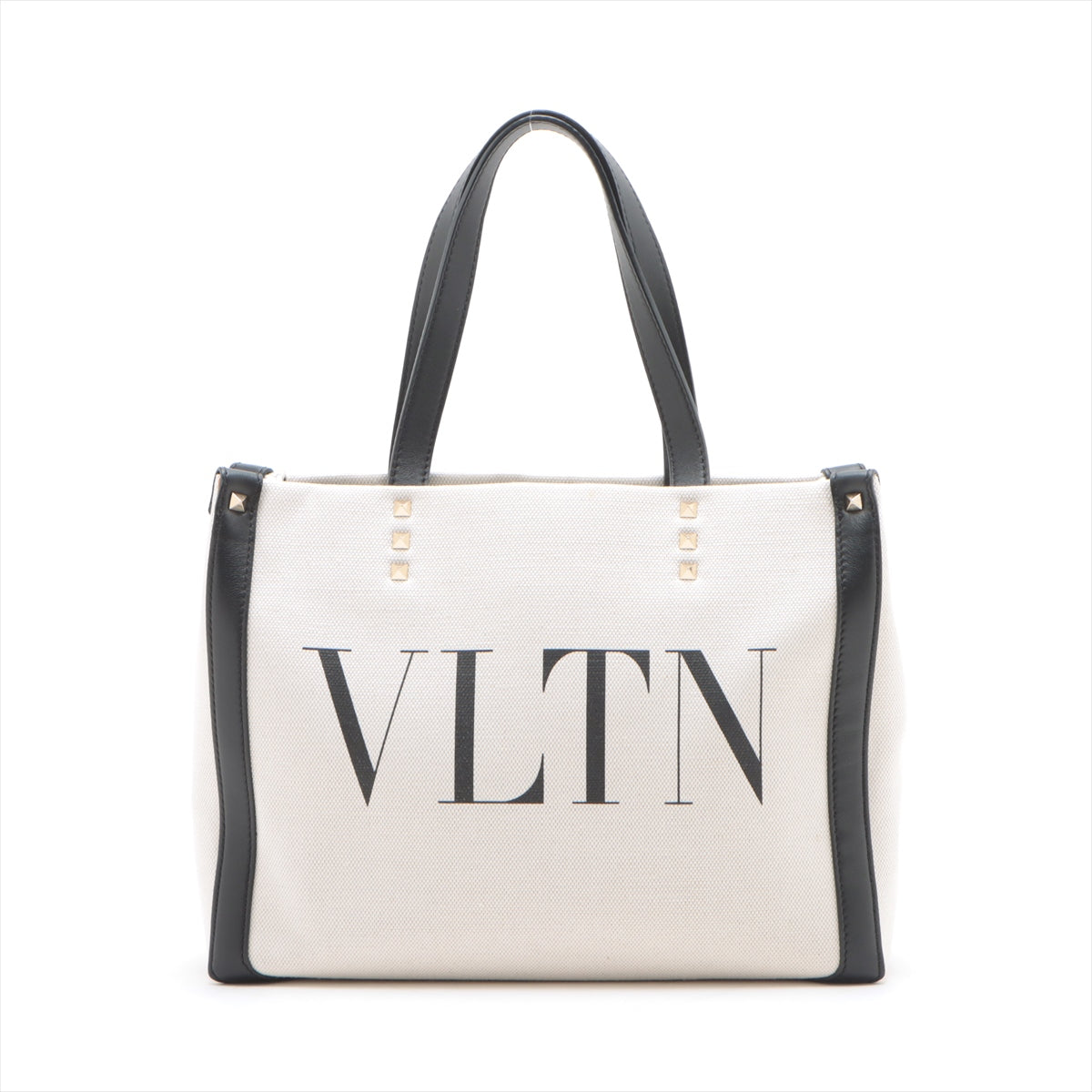 ヴァレンティノ VLTN キャンバス×レザー ハンドバッグ ベージュ