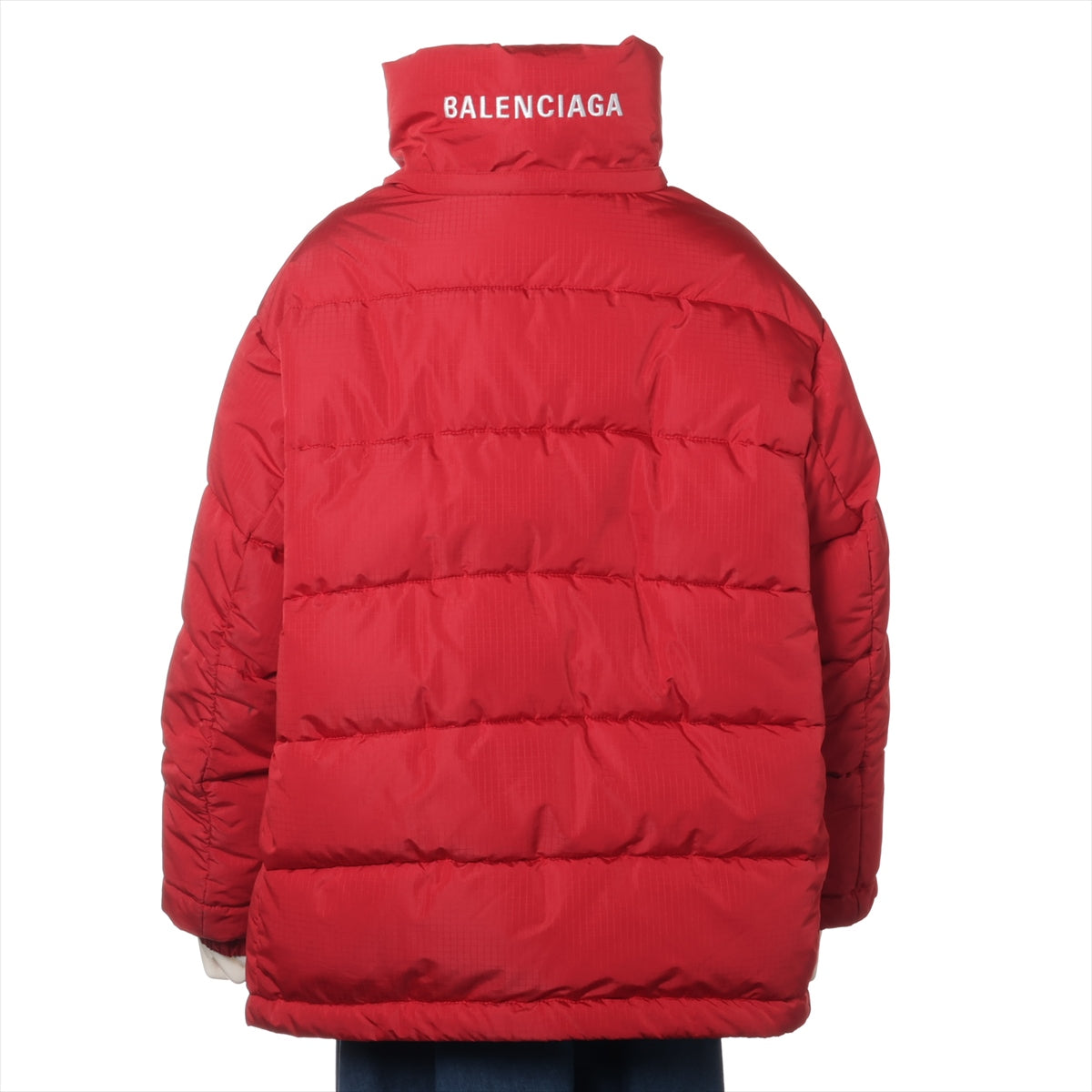 バレンシアガ 19年 ポリエステル 中綿ジャケット 38 レディース レッド  555346 New Swing Puffer フード取り外し可