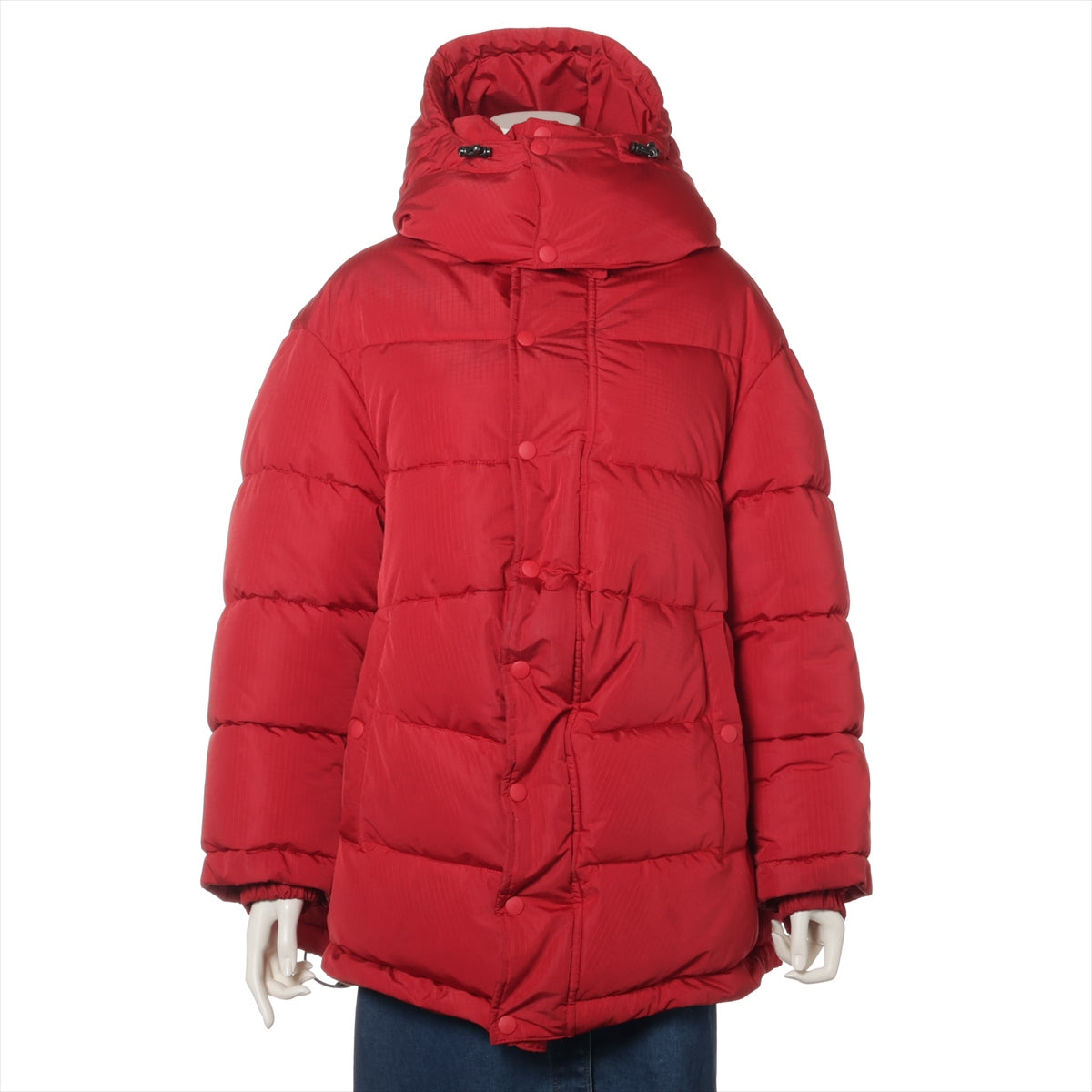 バレンシアガ 19年 ポリエステル 中綿ジャケット 38 レディース レッド  555346 New Swing Puffer フード取り外し可