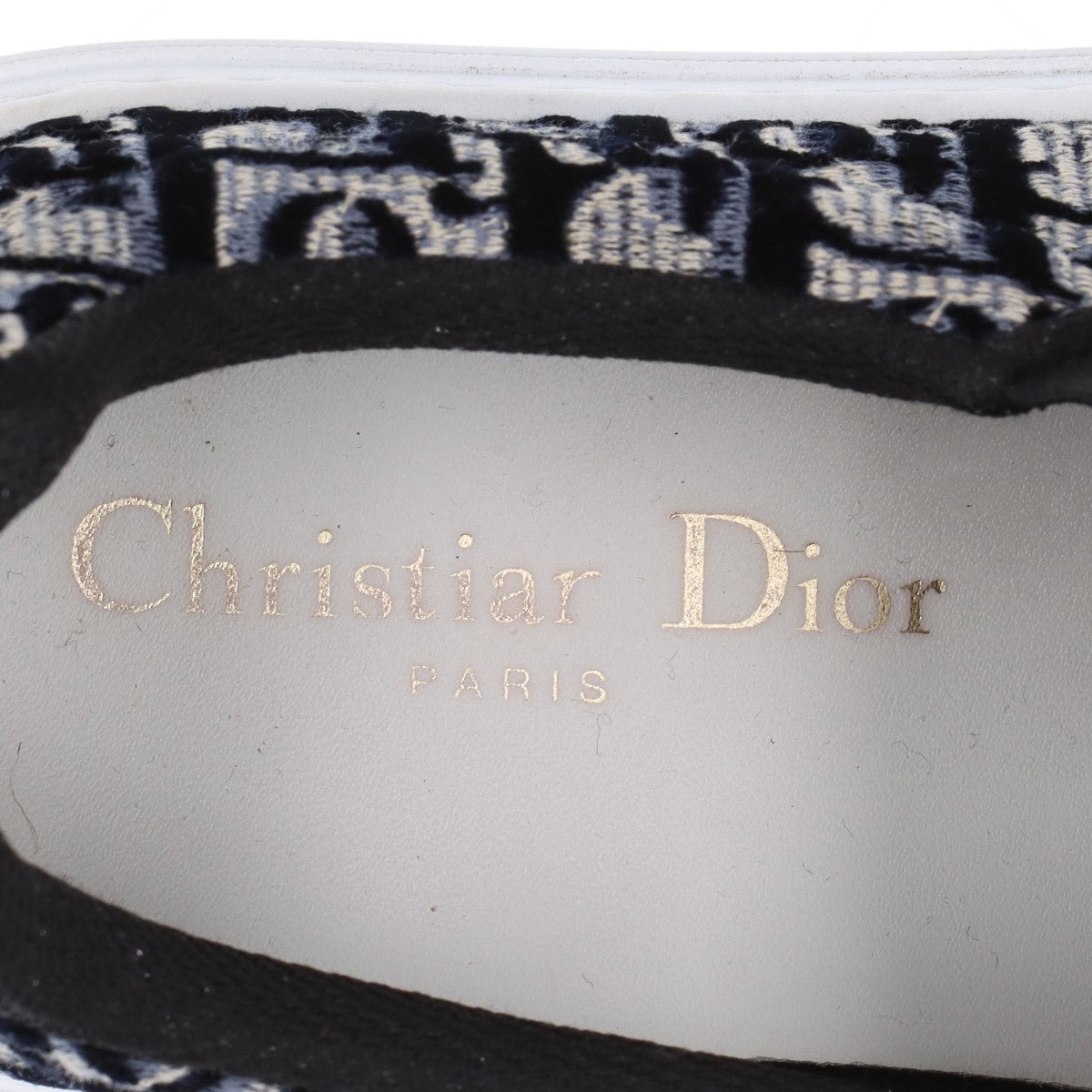 クリスチャンディオール Dior Solar レザー×ファブリック スリッポン 38 レディース ベージュ×ネイビー オブリーク ｜a3220616｜中古ブランド品・ブランド古着通販｜ALLU（アリュー）